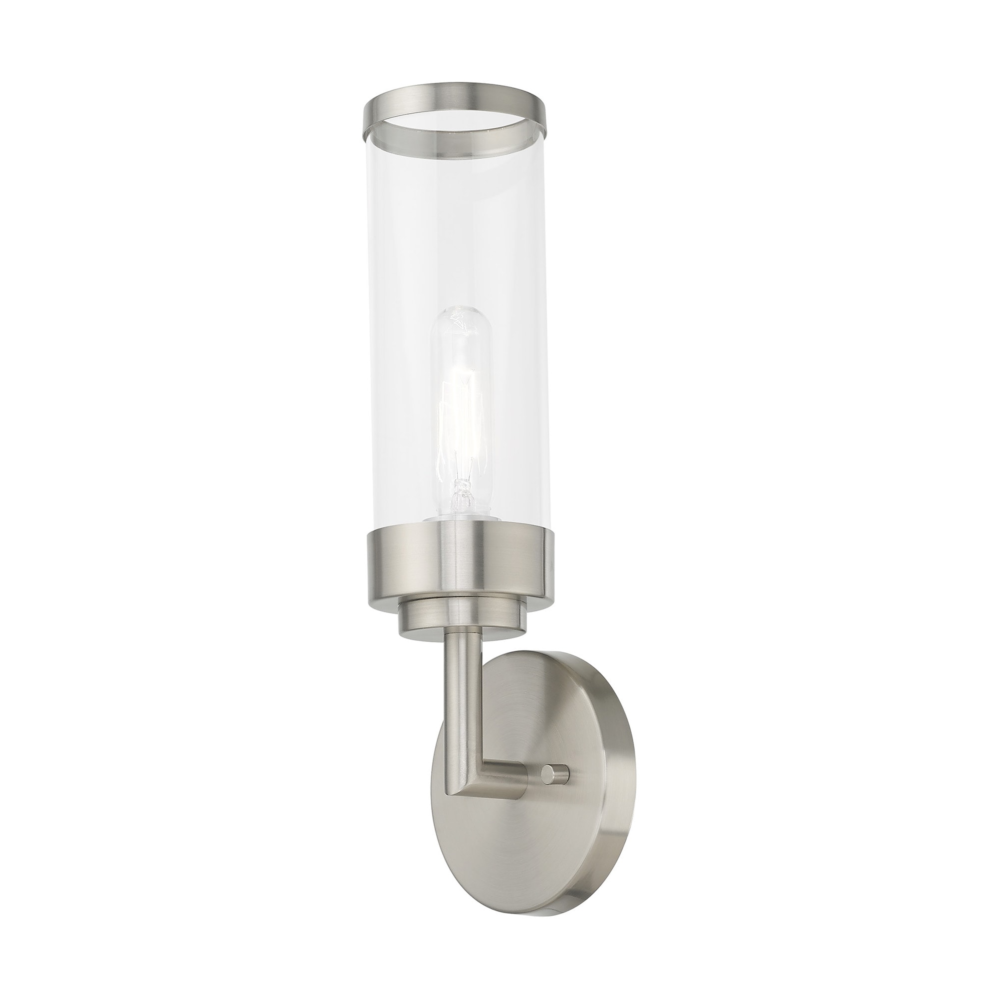 Hillcrest Brushed Nickel 1-Light Wall Sconce with Clear Glass Shade