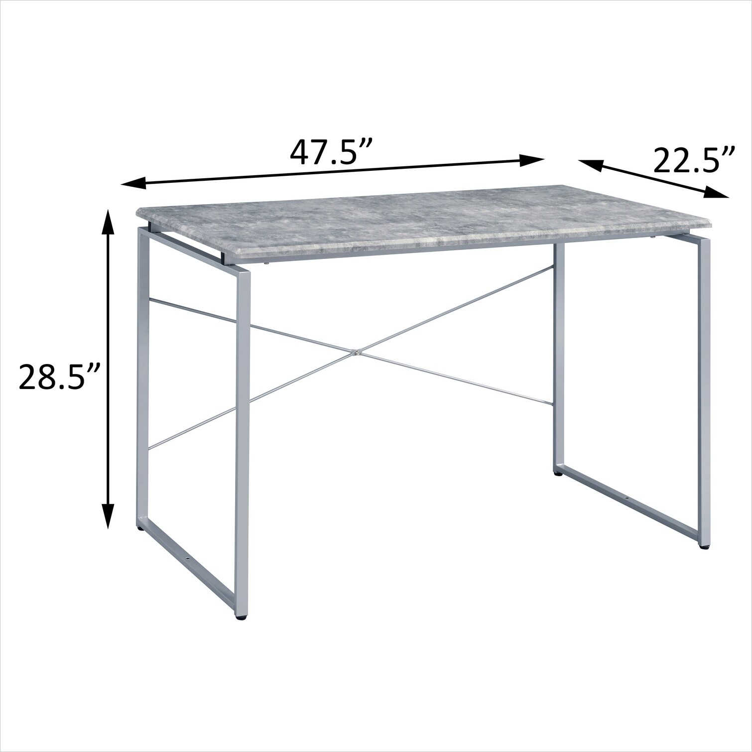 chillscreamni Industrial Writing Desk with Faux Concrete Top and Metal ...