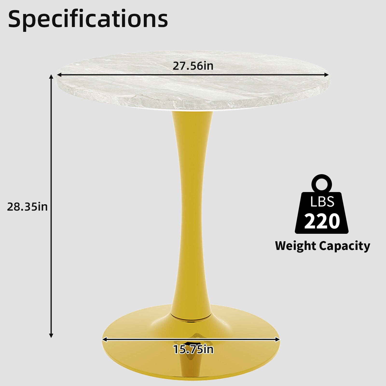 Tinyhomie 27.6-inch gold coffee table mid-century modern style dining ...