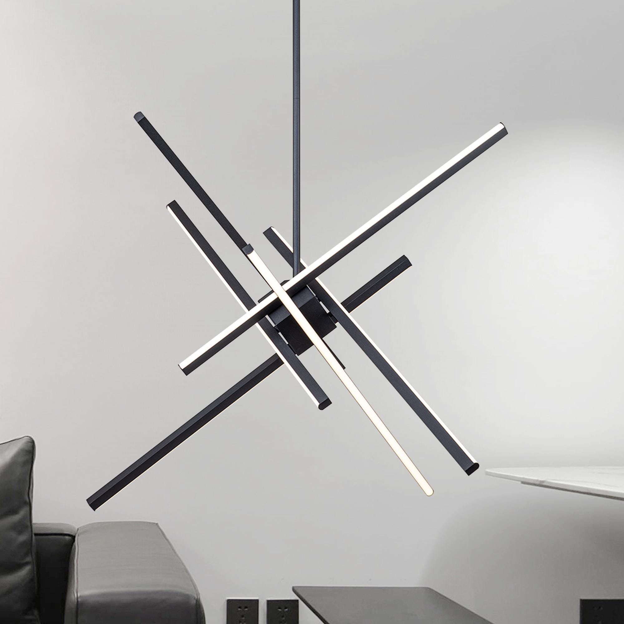 HUOKU PD1042021 Cier 6 -Light Matte Black Industrial Integrated LED For Use in Bedrooms, Dining Rooms, Foyers, Kitchens, Living Rooms Chandelier