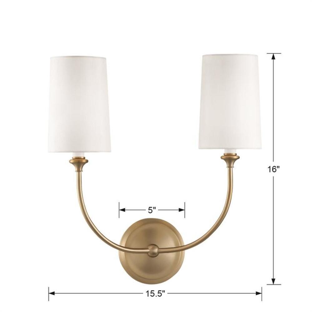 Crystorama Sylvan 15.5-in W 2 -Light Polished Gold Transitional Wall Sconce