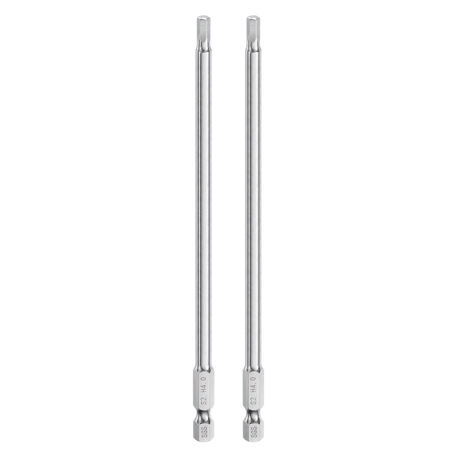 Unique Bargains 2pcs Hex Head Wrench Drill Bit 4mm (H4) Metric 1/4 Inch Hex Shank 150mm (6 Inch) Long Magnetic S2 Steel Screwdriver Bits Industrial Grade Hexagon Flat Tip Drill Bits for Screws #S26041600UX4393