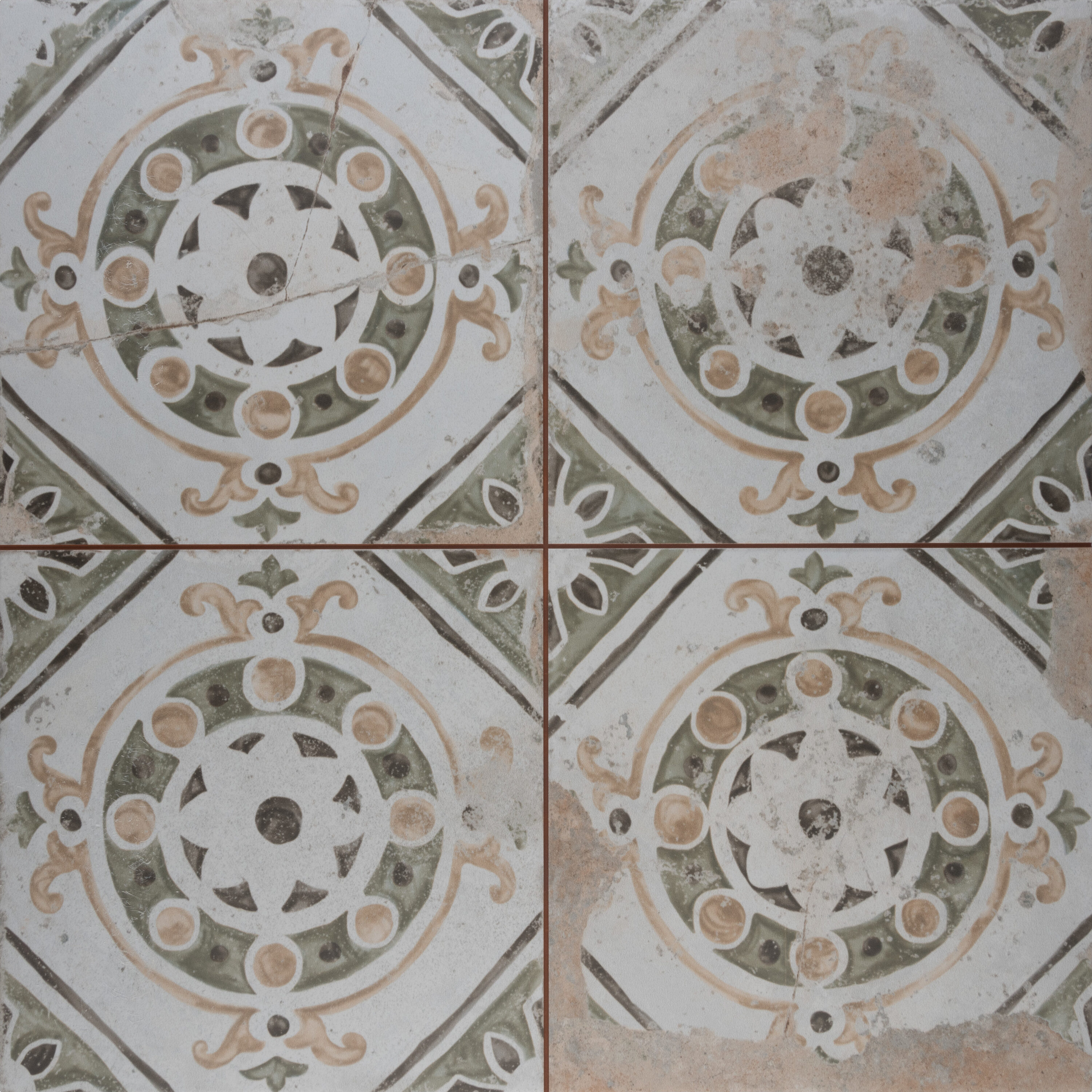Affinity Tile S1FPE18KPOIR Sample- Kings Iria 9-in x 9-in Matte Ceramic Patterned Floor and Wall Tile