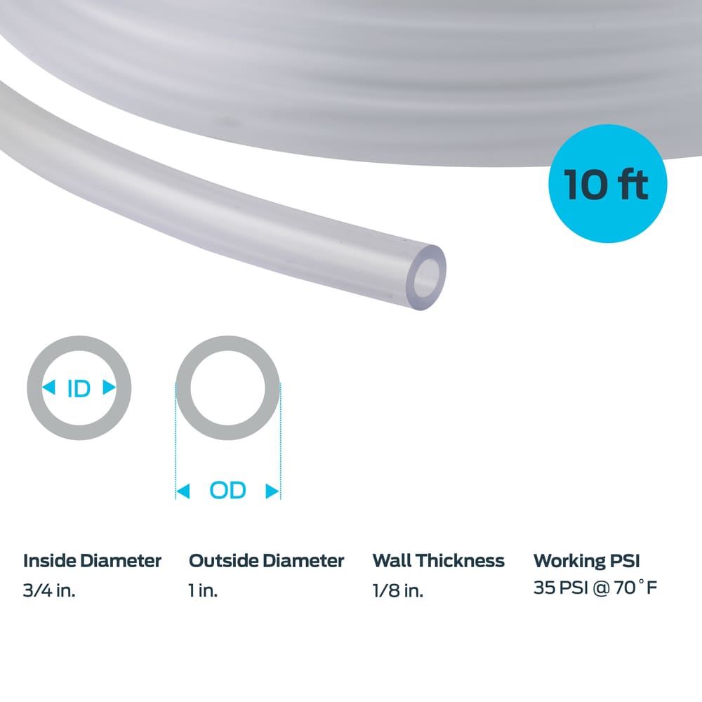 EZ-FLO 3/4-in ID x 10-ft PVC Clear Vinyl Tubing in the Tubing & Hoses  department at