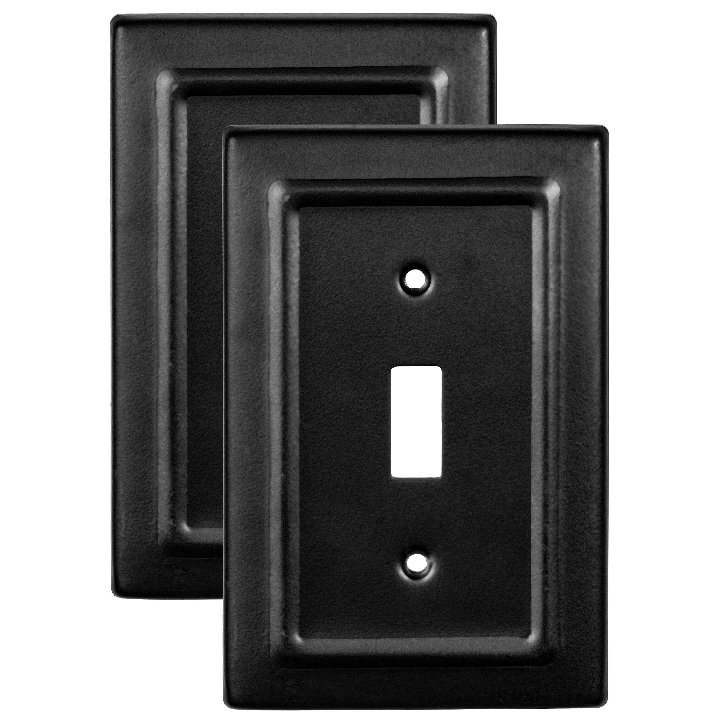 Monarch Abode 19151 Architectural 1 -Gang Standard Size Matte Black Metal Indoor Wall Plate 2 -Pack