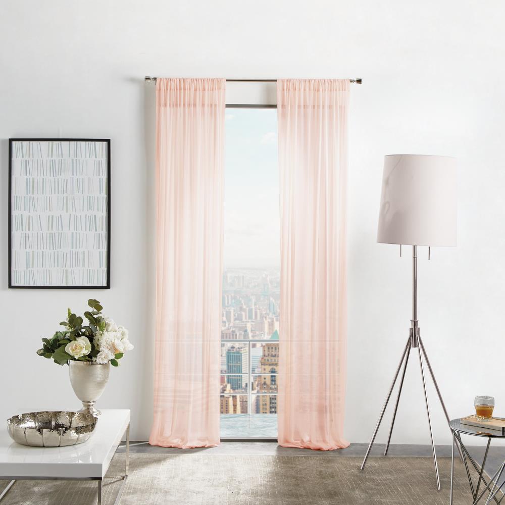 Martha Stewart 95-in Blush Polyester Sheer Rod Pocket Curtain Panel ...