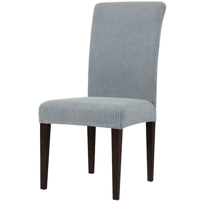 Subrtex Textured Grid Light Gray, Grey Dining Chair Slipcovers