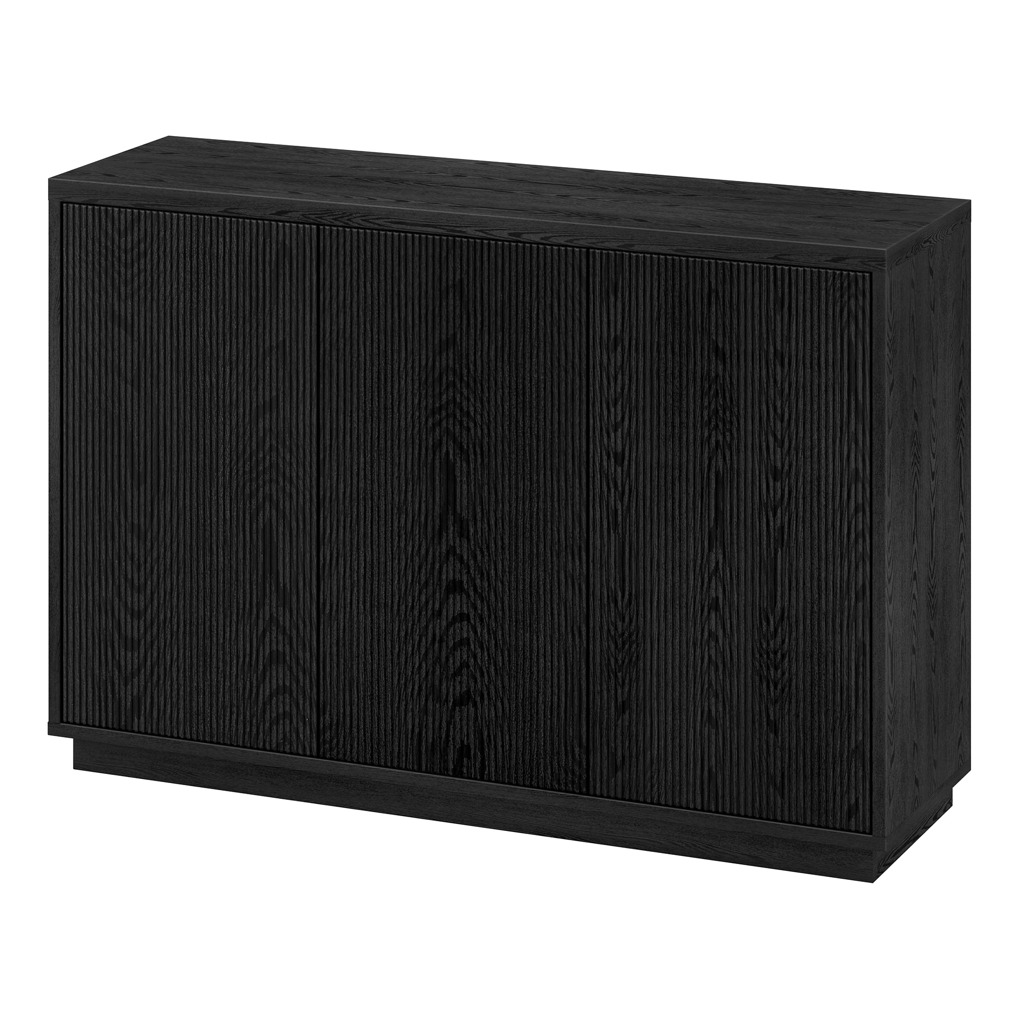Black Grain MDF Modern Buffet Sideboard with Adjustable Shelves