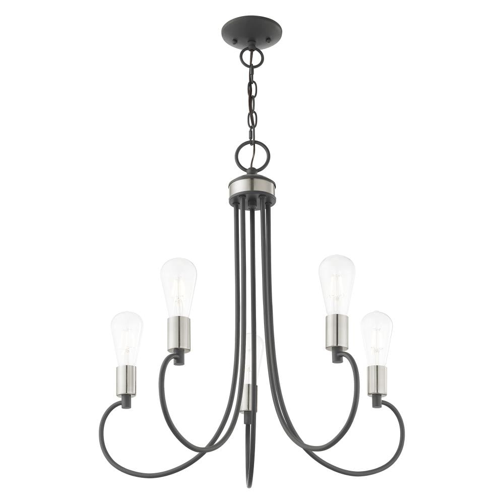 Mini Bari 5-Light Scandinavian Gray Crystal Candle Chandelier