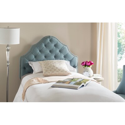 Safavieh Arebelle Blue Twin Synthetic, Twin Bed With Padded Headboard