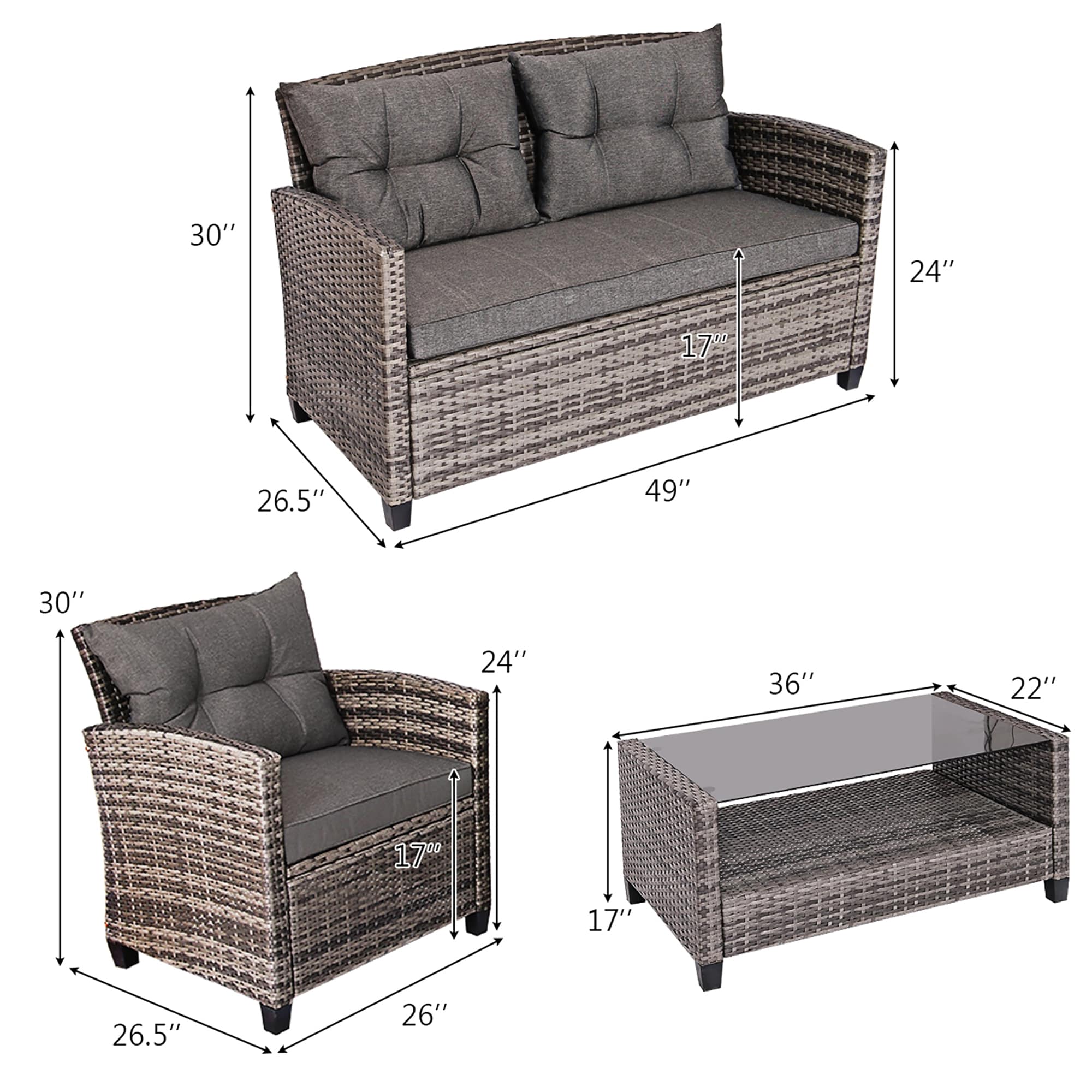 Forclover N7FW-647GR+ Patio-Conversation-Sets - View #4