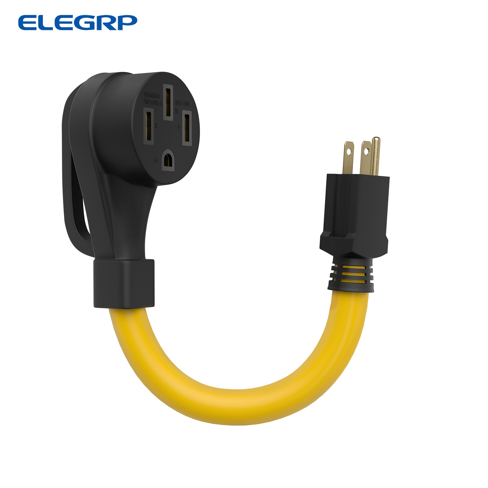 ELEGRP  30 Amp to 110 RV Adapter NEMA 5-15P to 14-50R Twist Lock Generator Cord 10 3 AWG STW Dogbone Plug for Camper UL Compliant