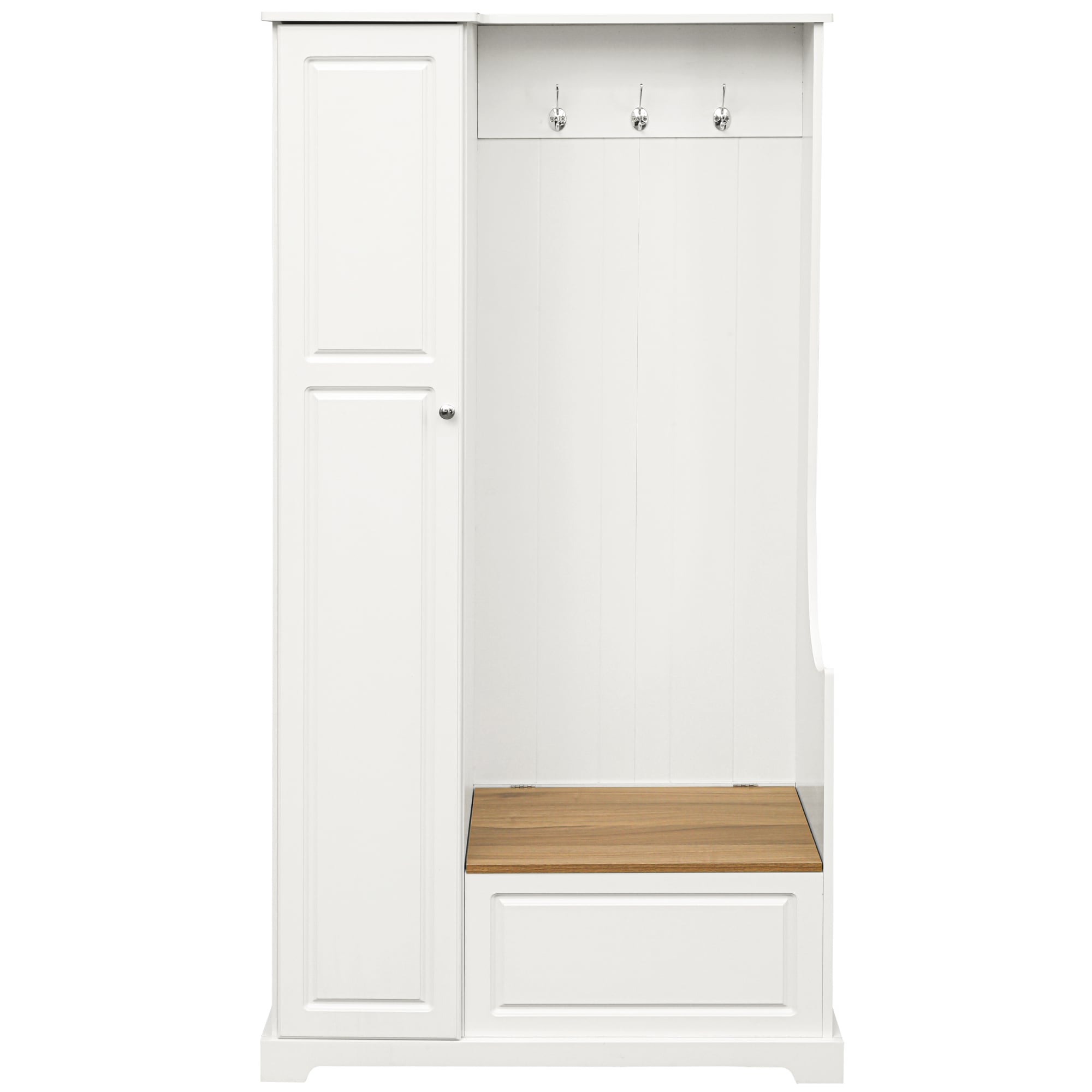 Flynama Hall Tree Modern 35.55-in White Wood Hall Tree