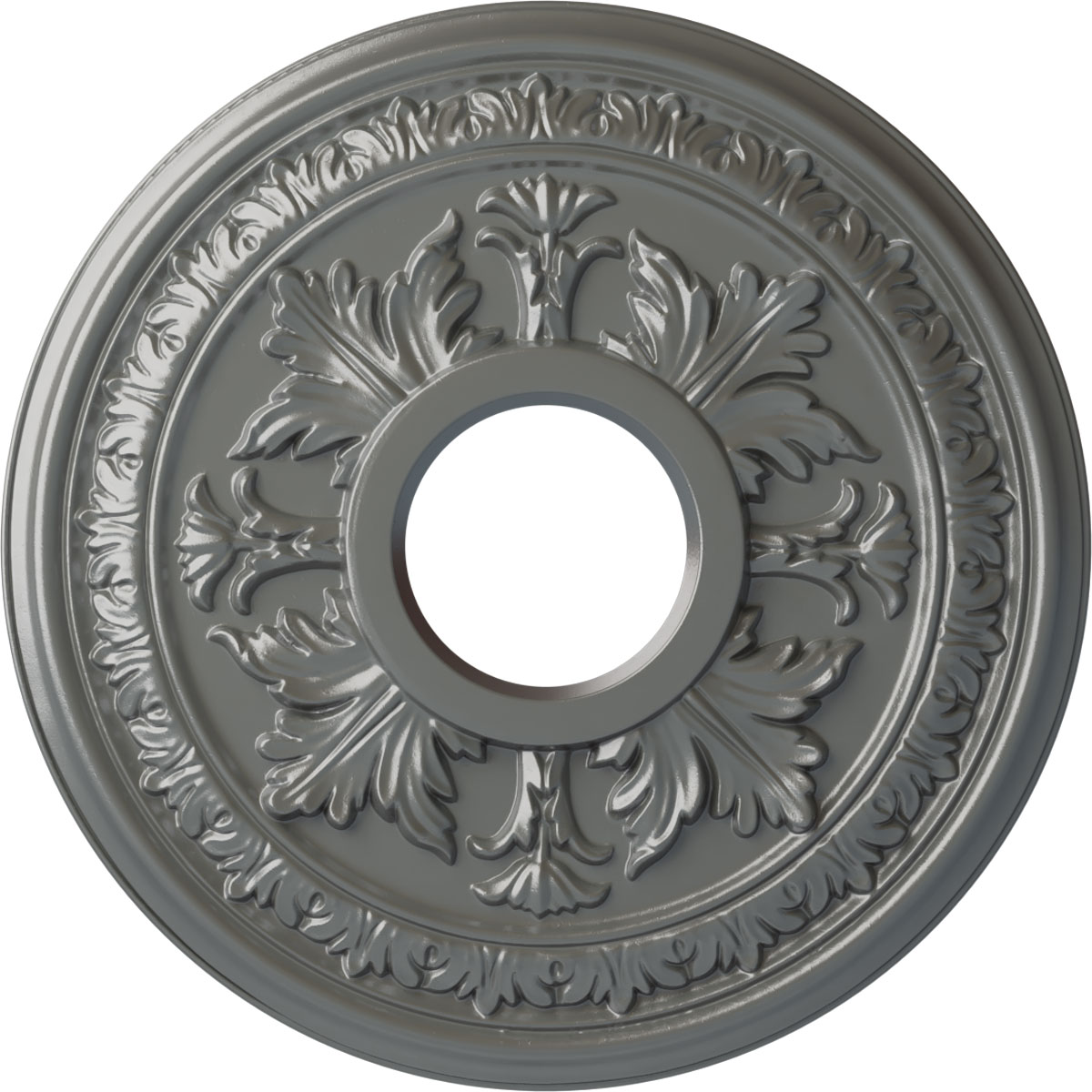 Ekena Millwork CM15BASLS Baltimore 15.375-in W x 15.375-in L Painted Silver Polyurethane Whole Ceiling Medallion