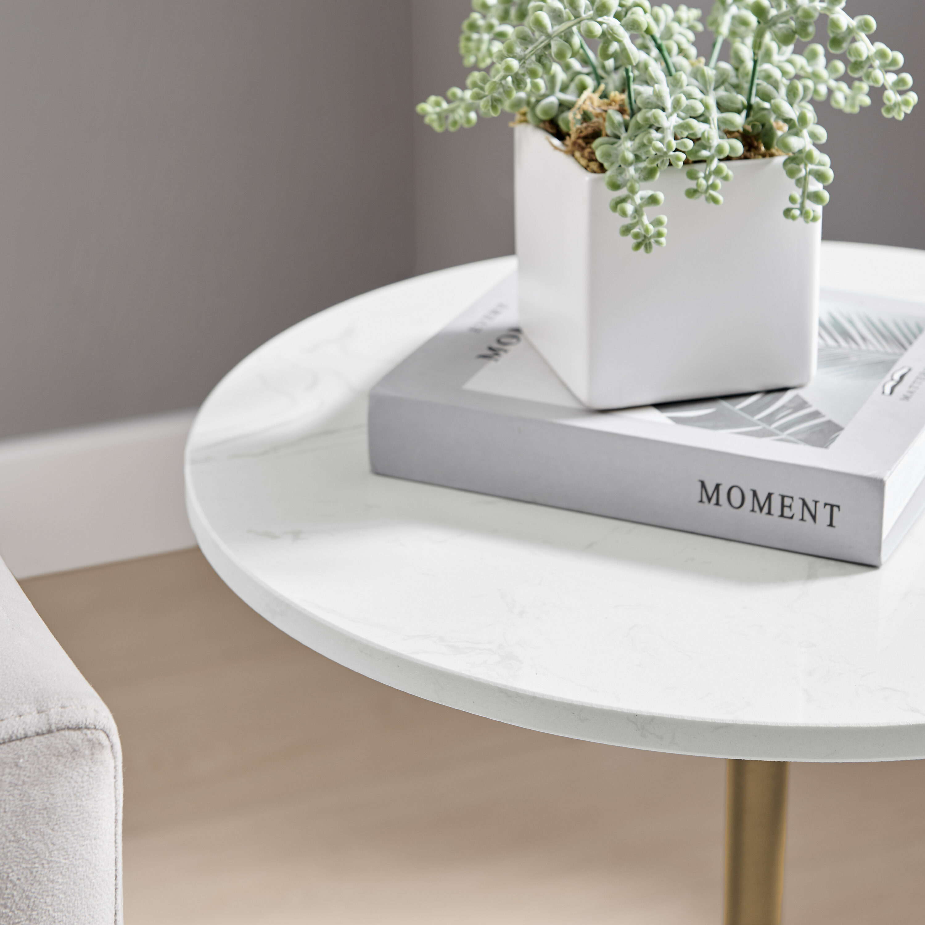 Danya B. 15.88 in. x 23.5 in. Fritz Accent Table with Genuine White Marble Stone Tabletop