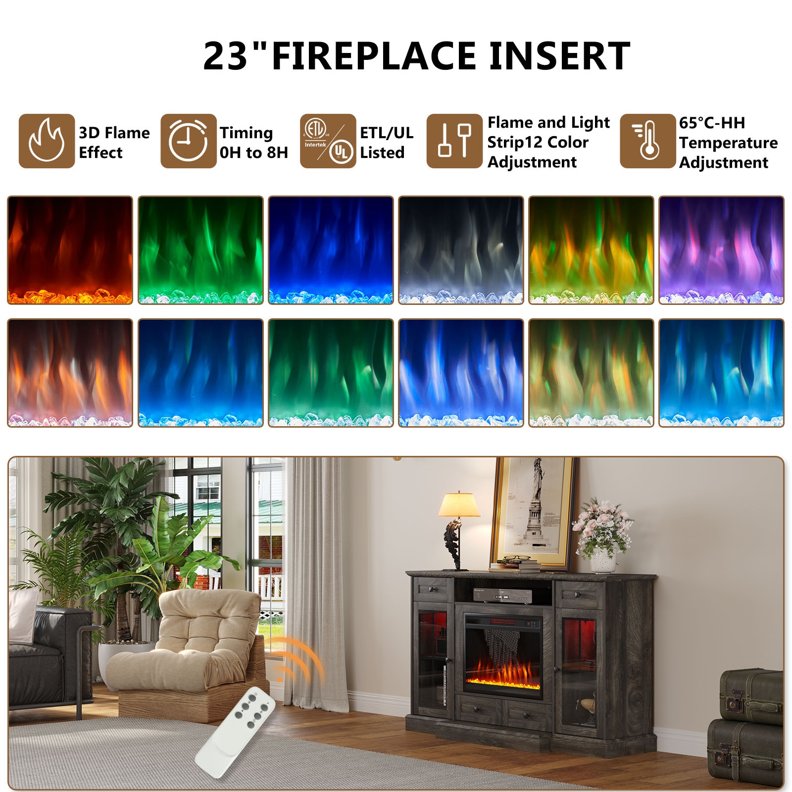 AOXUN H21034GR+H20024 Electric-Fireplaces - View #3