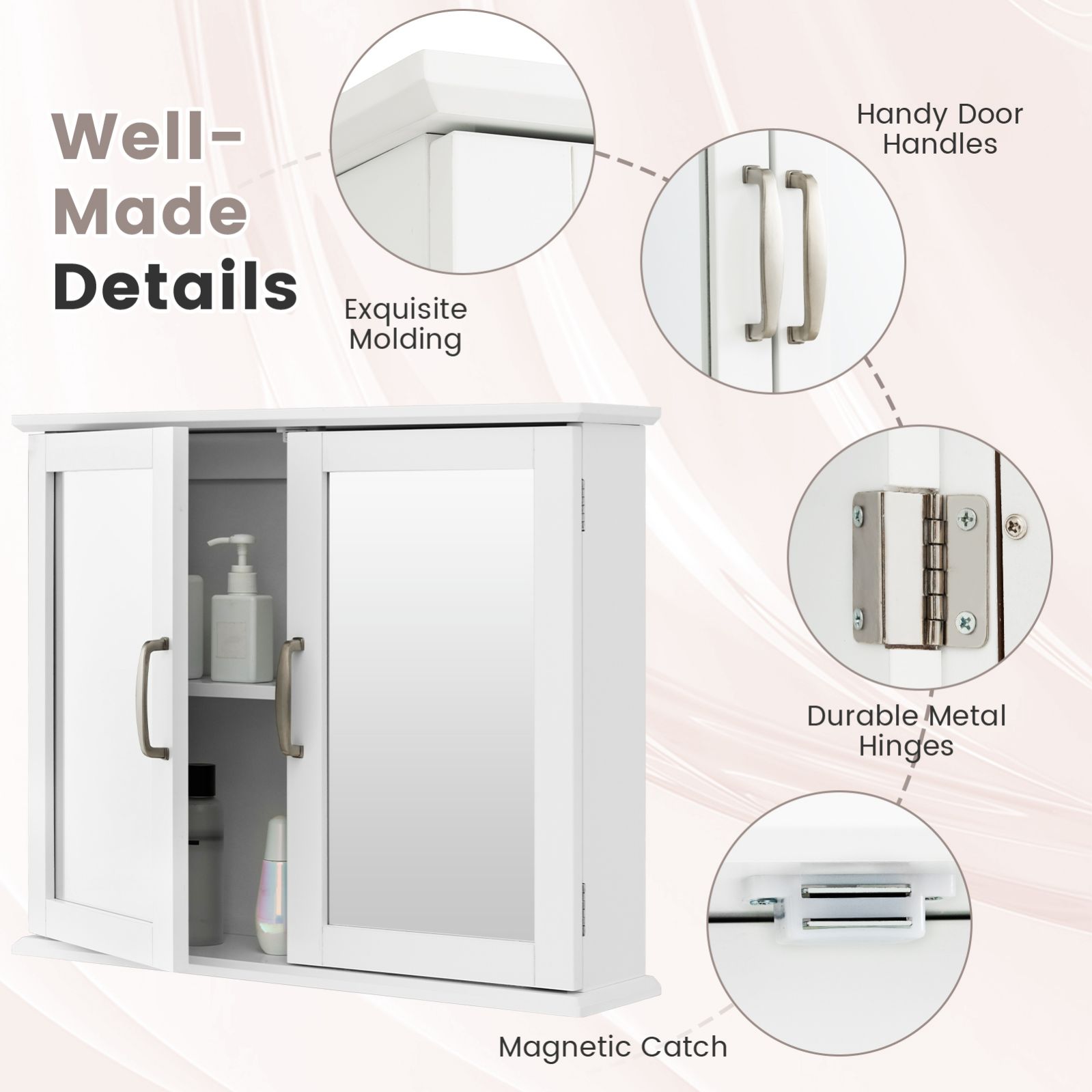 WELLFOR UTS-10668WH Bathroom-Wall-Cabinets - View #3