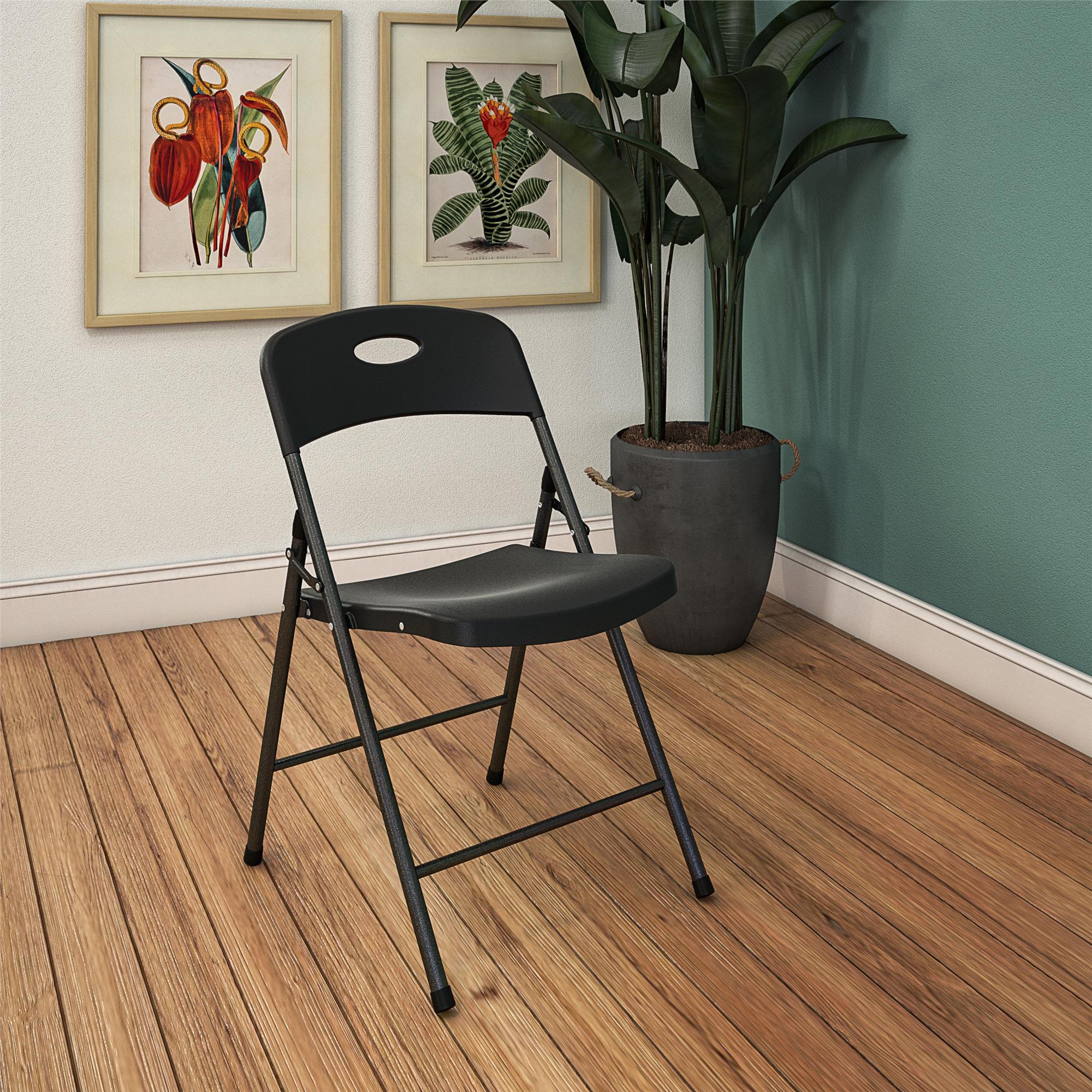 Cosco 4 Pack Black Standard Folding Chair With Solid Seat Indoor Or   61274929 