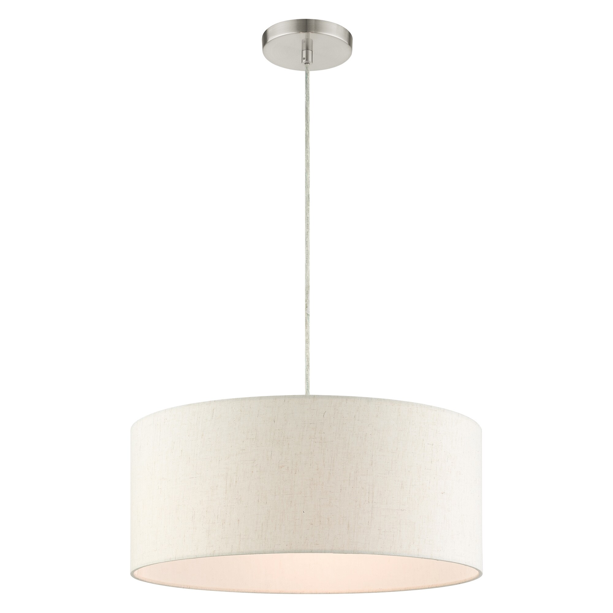 Meadow Brushed Nickel 3-Light Drum Pendant with Oatmeal Shade