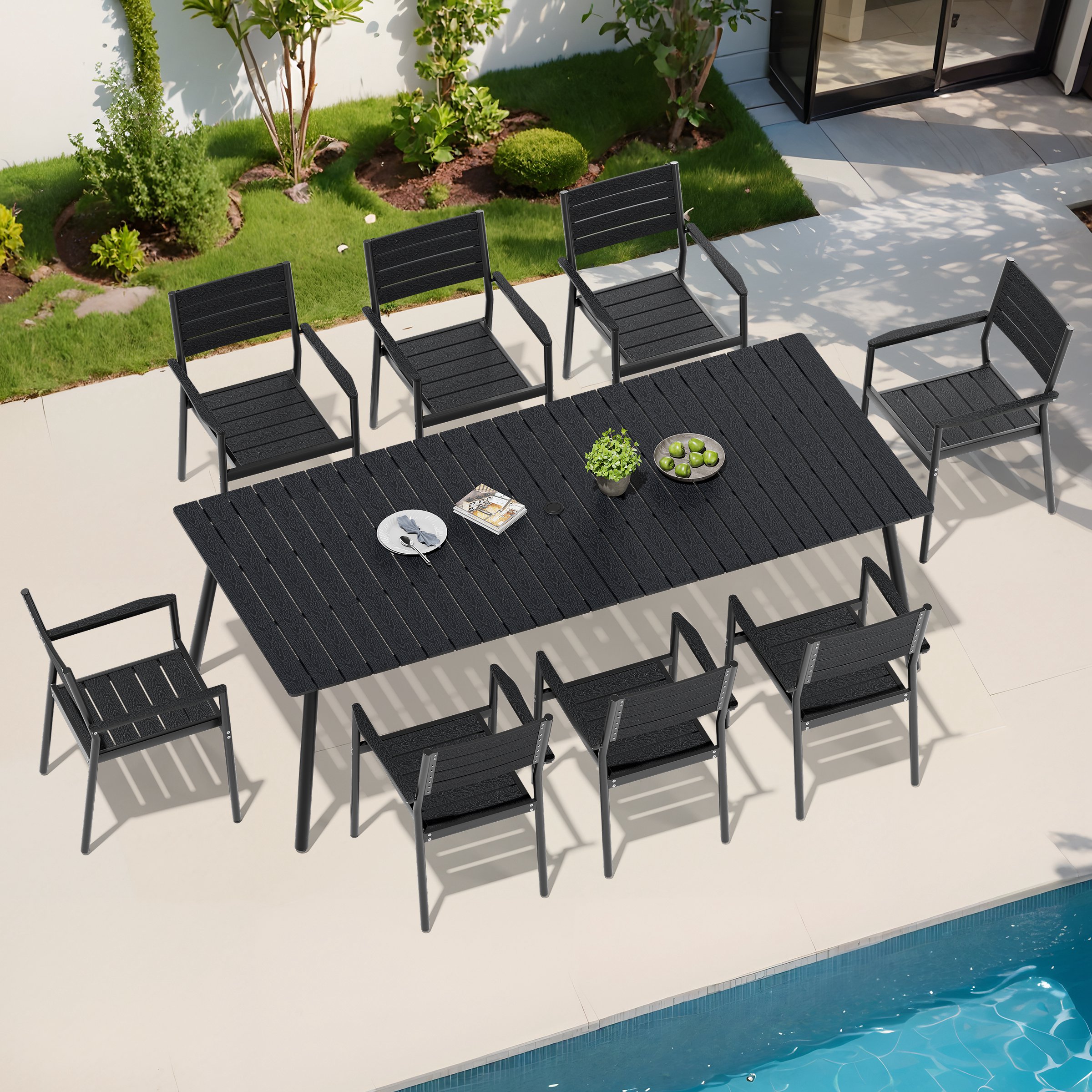 Crestlive Products Outdoor 9 -Piece 94.49"-8 seat Patio Dining Set ...