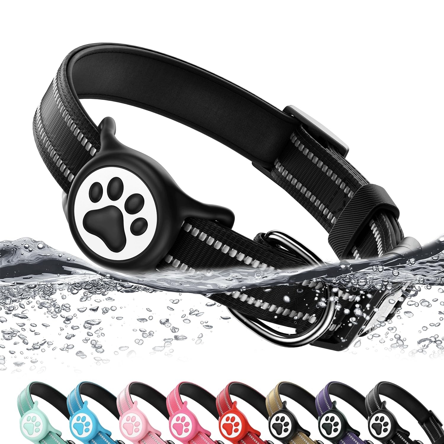 AOIZGMY  Airtag Dog Collar Reflective Nylon Adjustable with QR Code Safety Locking Buckle Waterproof Holder Padded for Small Medium Large Dogs