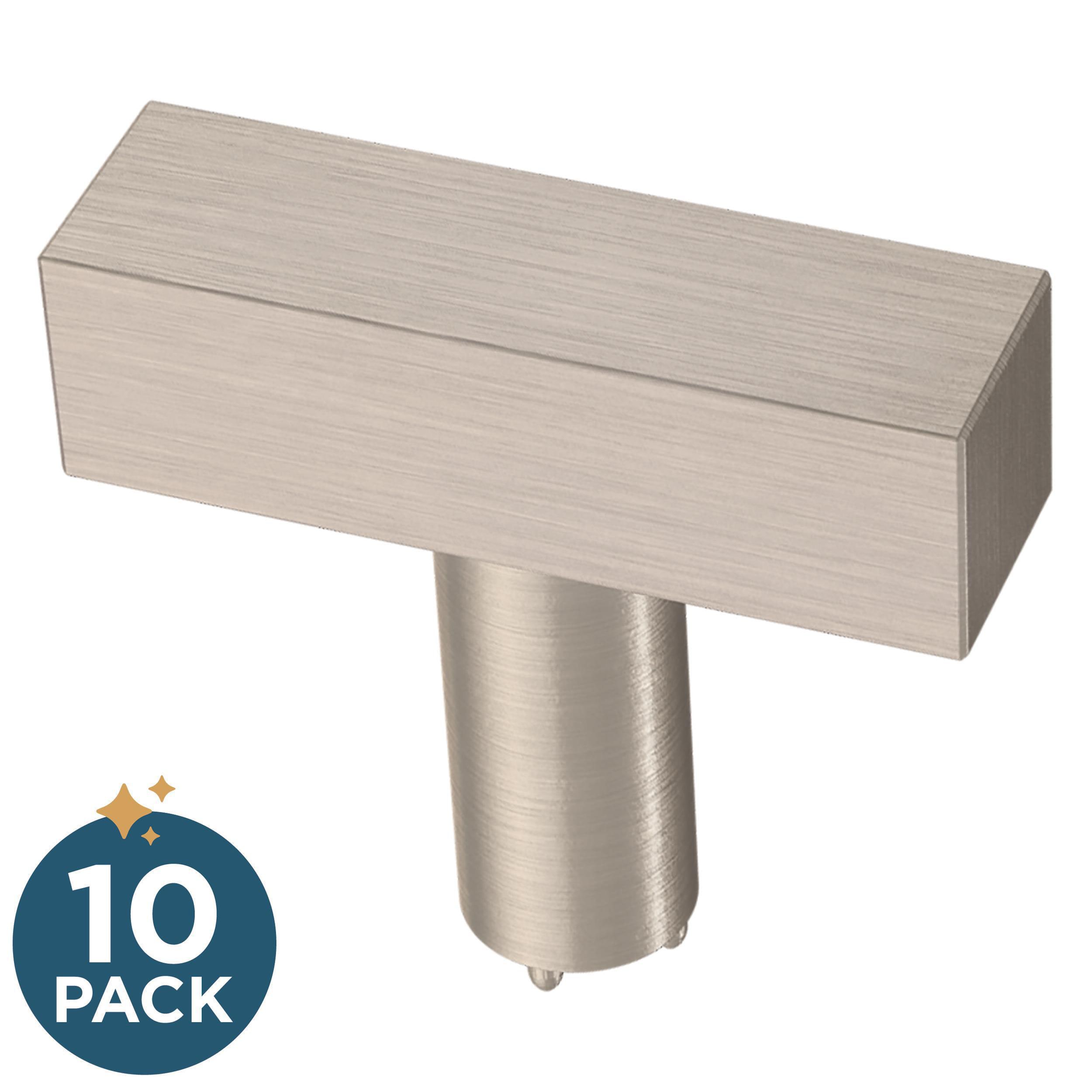 Franklin Brass P46654K-SS-B Simple Square Bar 1-1/4-in Stainless Steel Bar Modern Cabinet Knob 10 -Pack