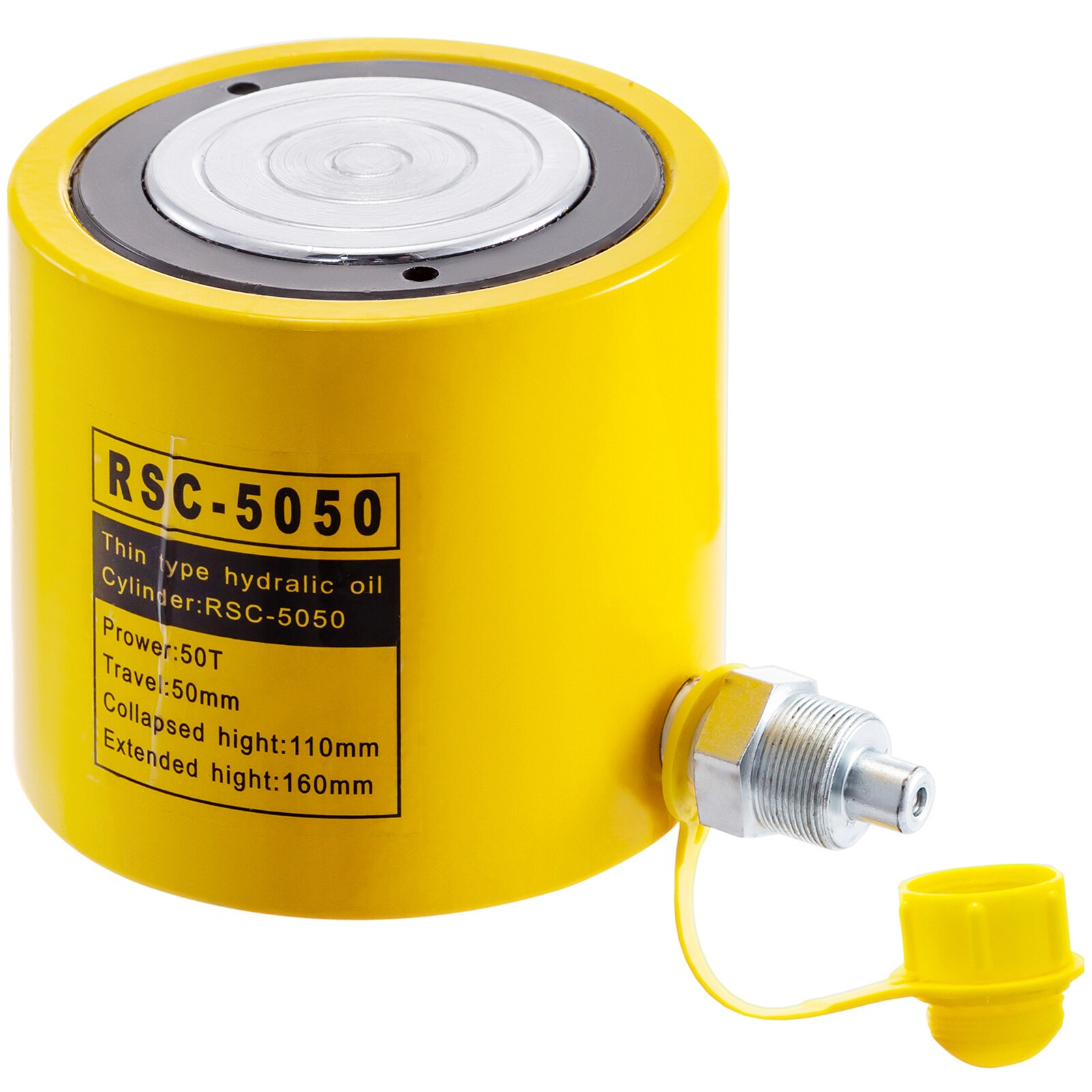 SKYSHALO QJD50T50MMSXYY001V0 Yellow 50-Ton Metal Hydraulic Bottle jack