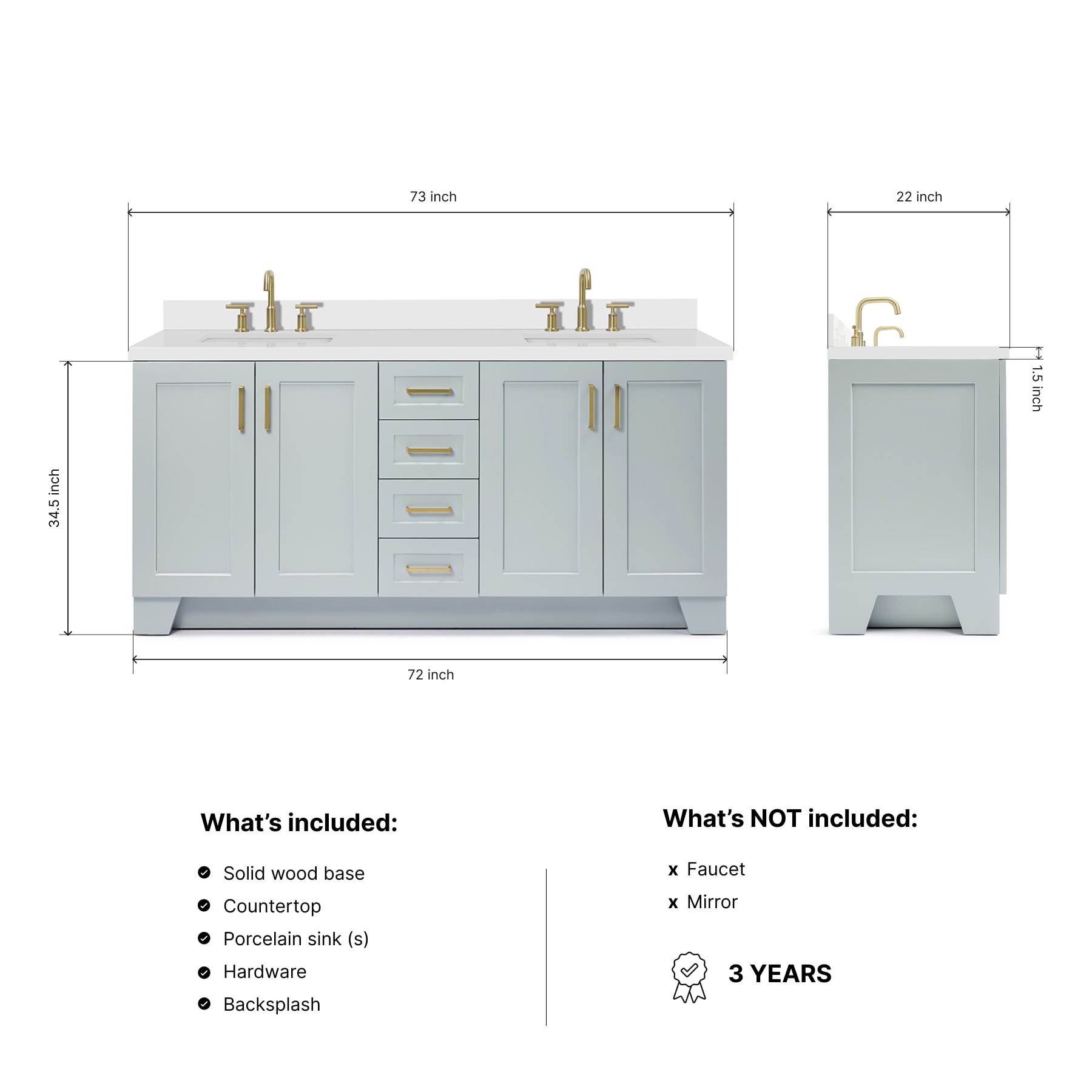 ARIEL Q073DWQRVOGRY Bath-Vanity-Combo - View #3