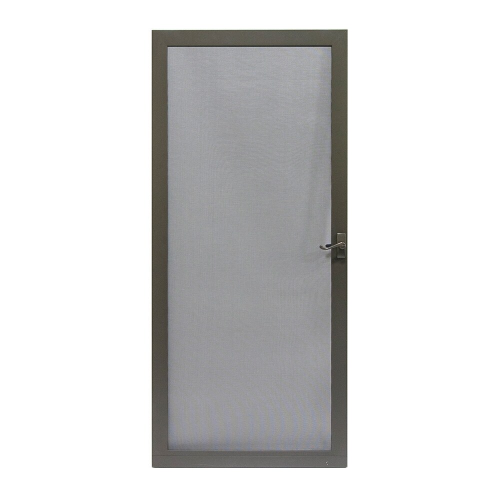 LARSON Pembrook 36-in x 81-in Brown Aluminum Hinged Screen Door (Handle Included)