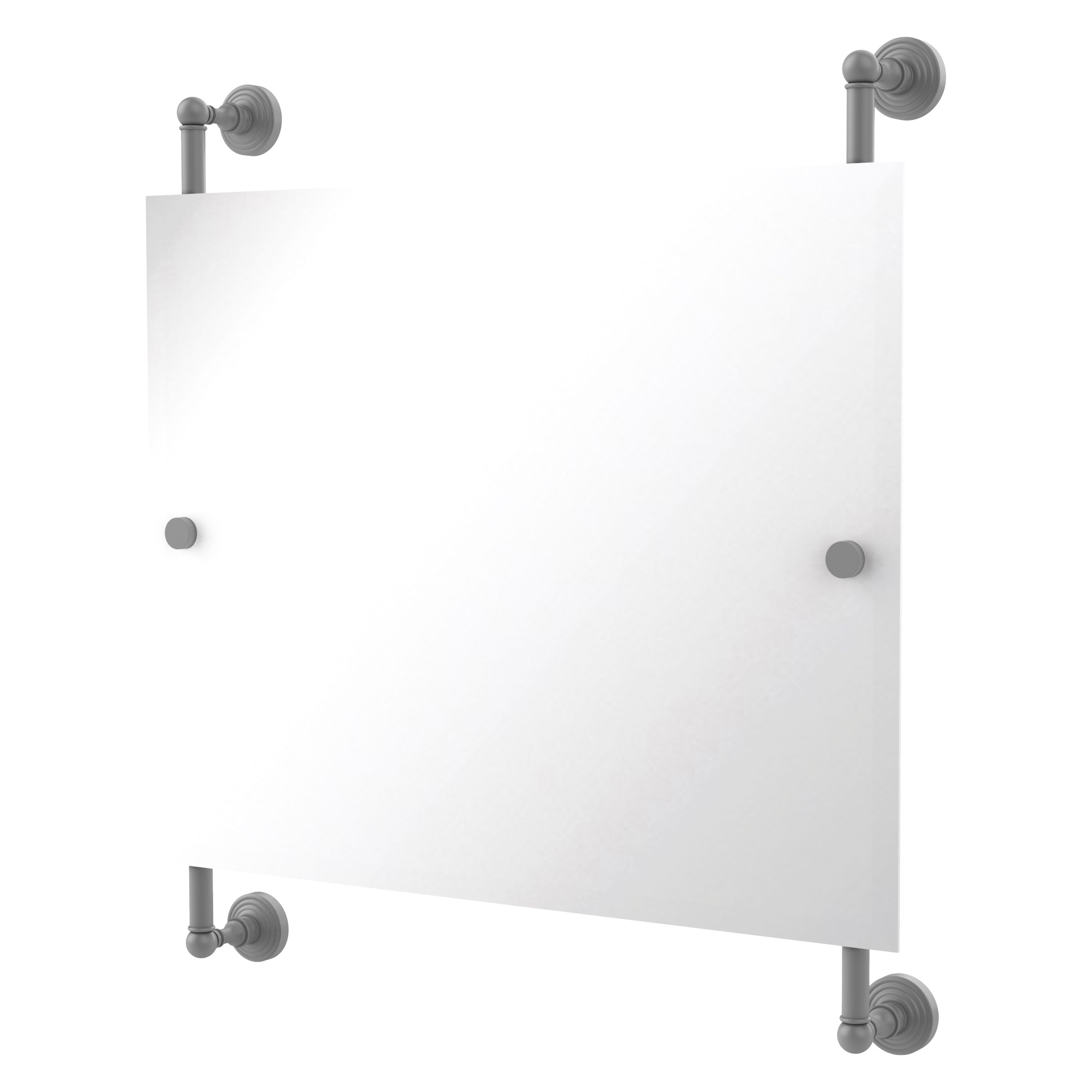 Allied Brass WP-27-93-GYM Waverly Place 26-Inches x 29-Inches Beveled Frameless Rectangle Bathroom Vanity Mirror ( Matte Gray )