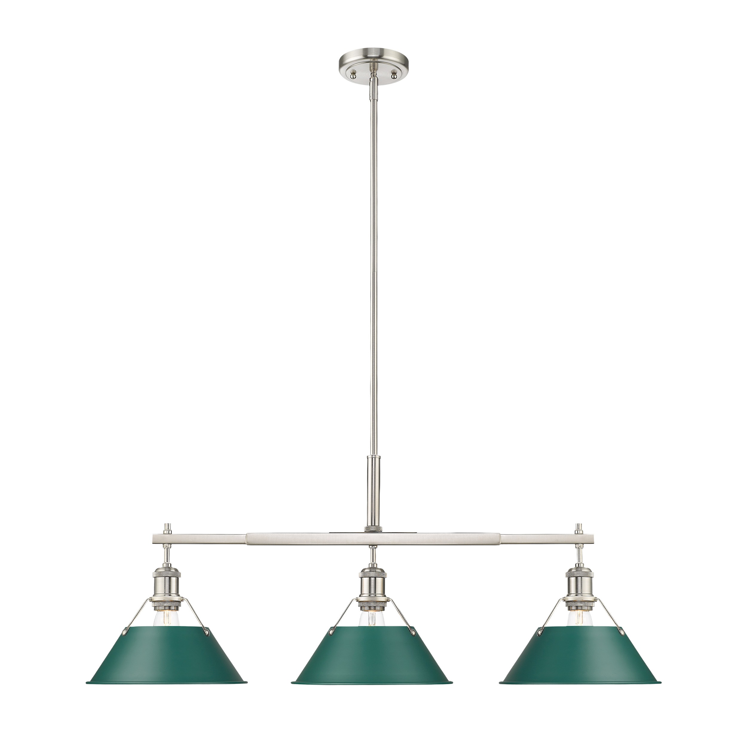 Golden Lighting 3306-LP PW-GN Orwell 3 -Light Pewter Transitional Cone Large Hanging Pendant light