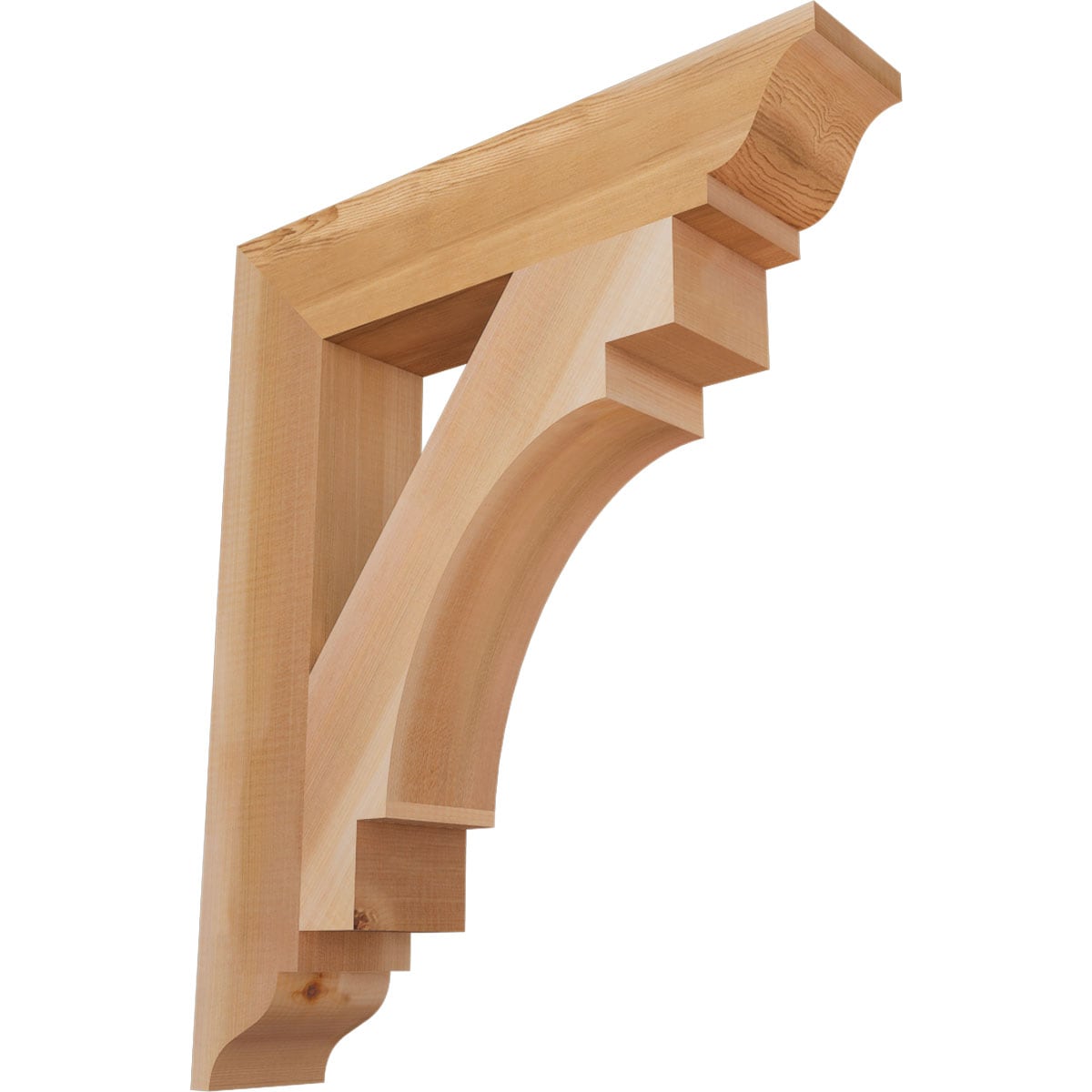 Ekena Millwork BKT04X20X24MRC01SWR Merced traditional smooth 3-1/2-in x 20-in x 24-in Western red cedar Brown Wood Standard bracket