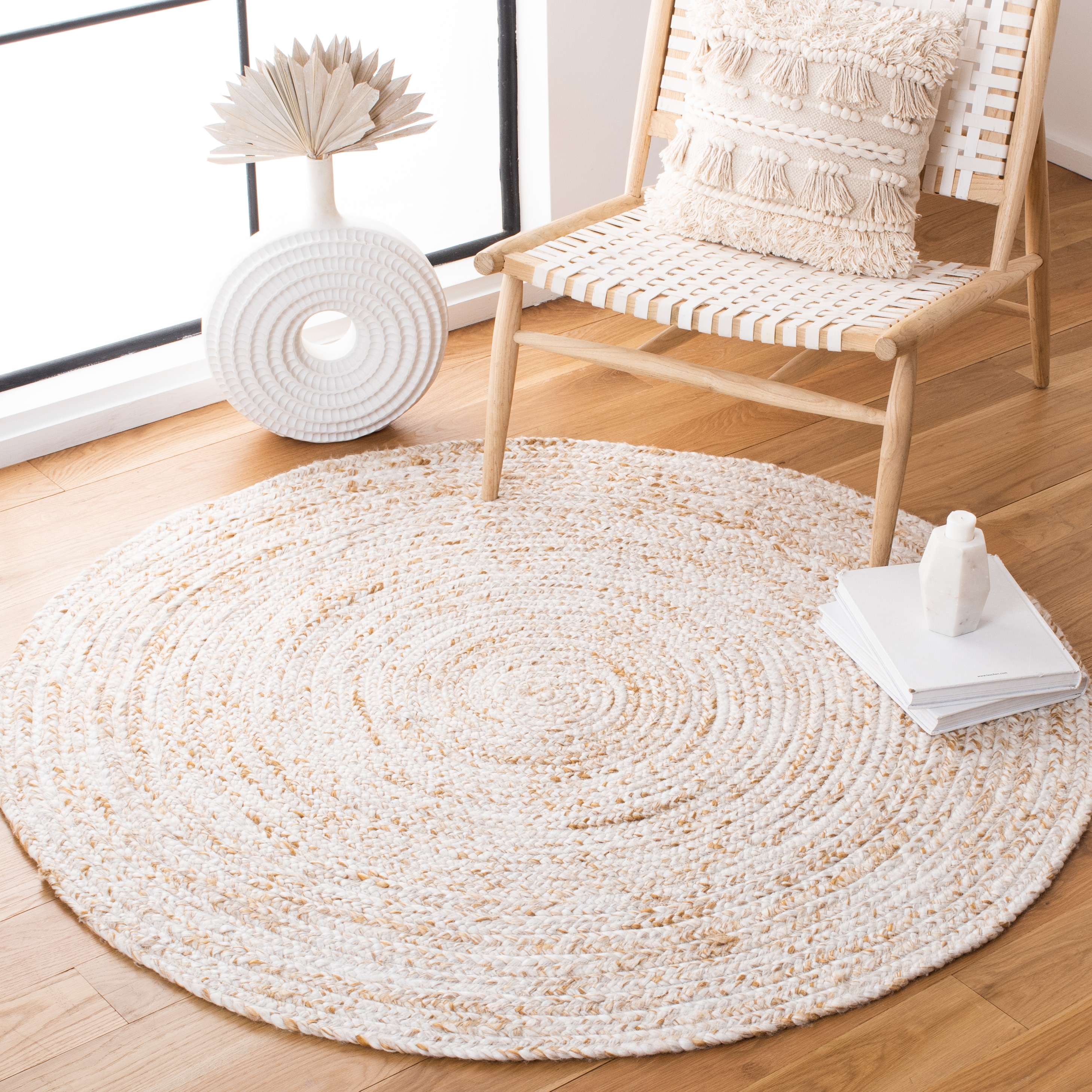  Braided 271 Ivory/Brown Country Floral 6ft x 6ft Round Rug