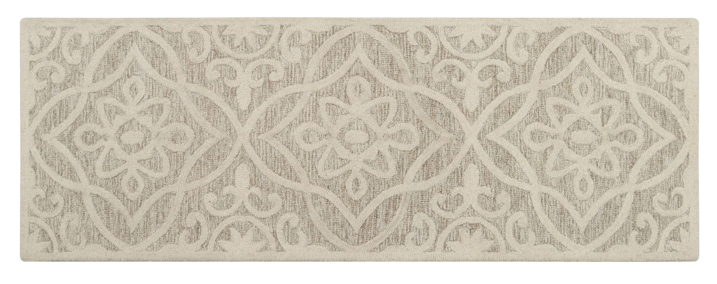 allen + roth VO-SU-2111-008 Natural 2 x 6 (ft) Wool Natural Rectangular Indoor Floral/Botanical Runner rug