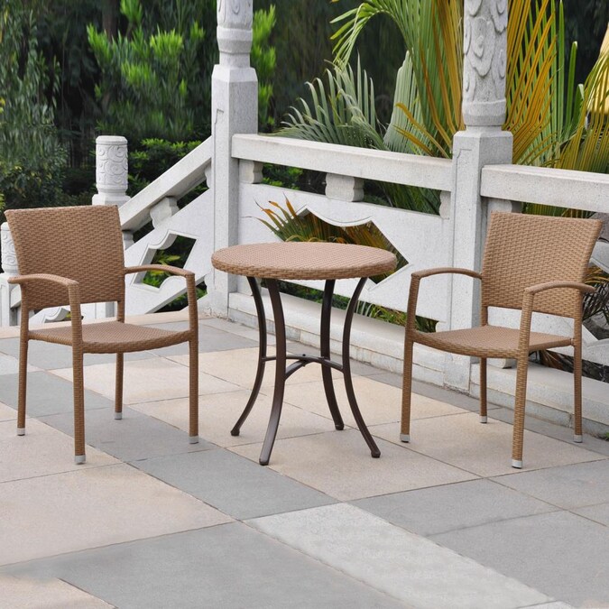 Piece Tan Frame Bistro Patio Set, International Caravan Patio Chairs