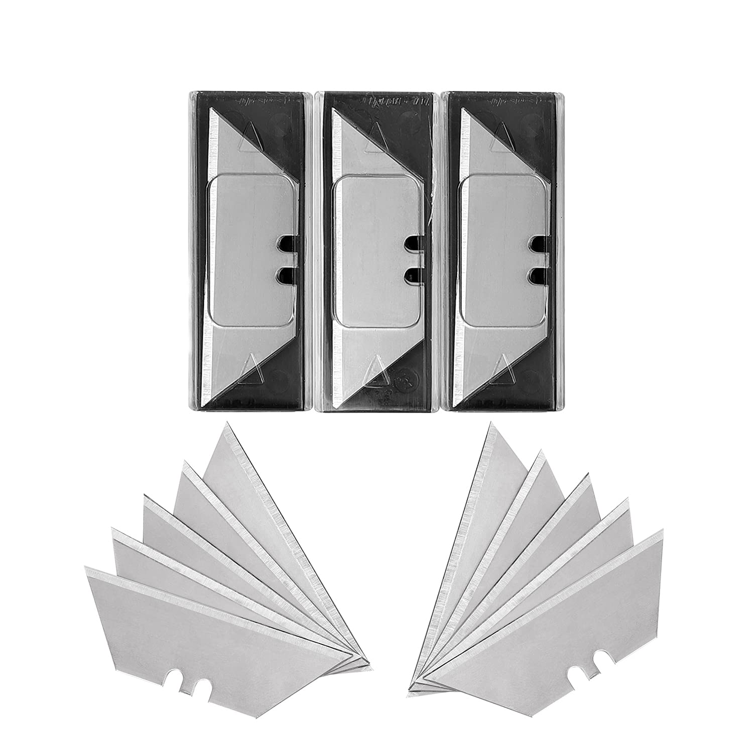 Afoxsos  30 Pack Utility Knife Blades SK5 Steel Heavy Duty Box Cutter Replacement Blades with Plastic Case Standard Size Razor Blades for Most
