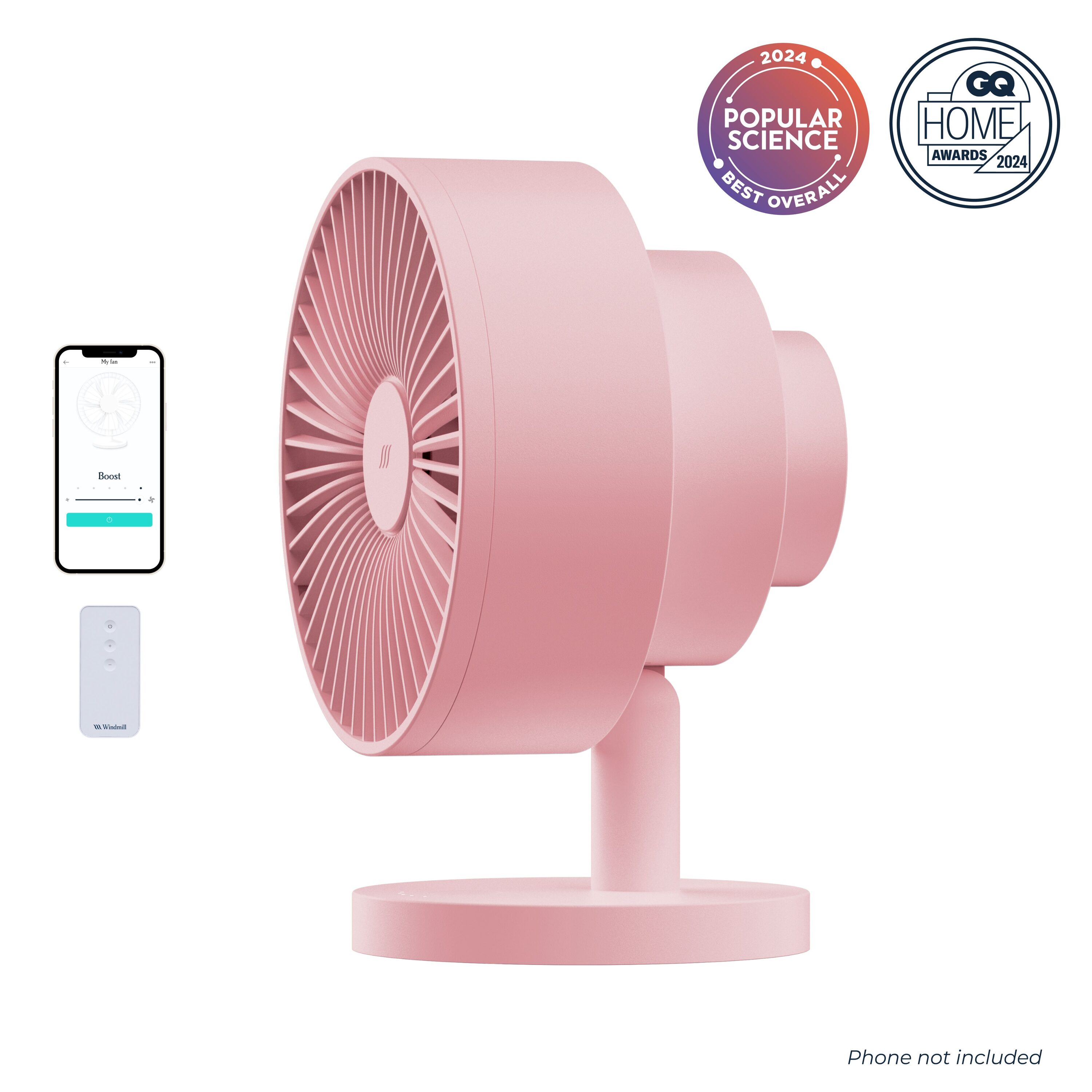 Windmill 8-Inches 120 -Volt 5 -Speed High Velocity Indoor Pink Desk Fan with Remote #FC07W4