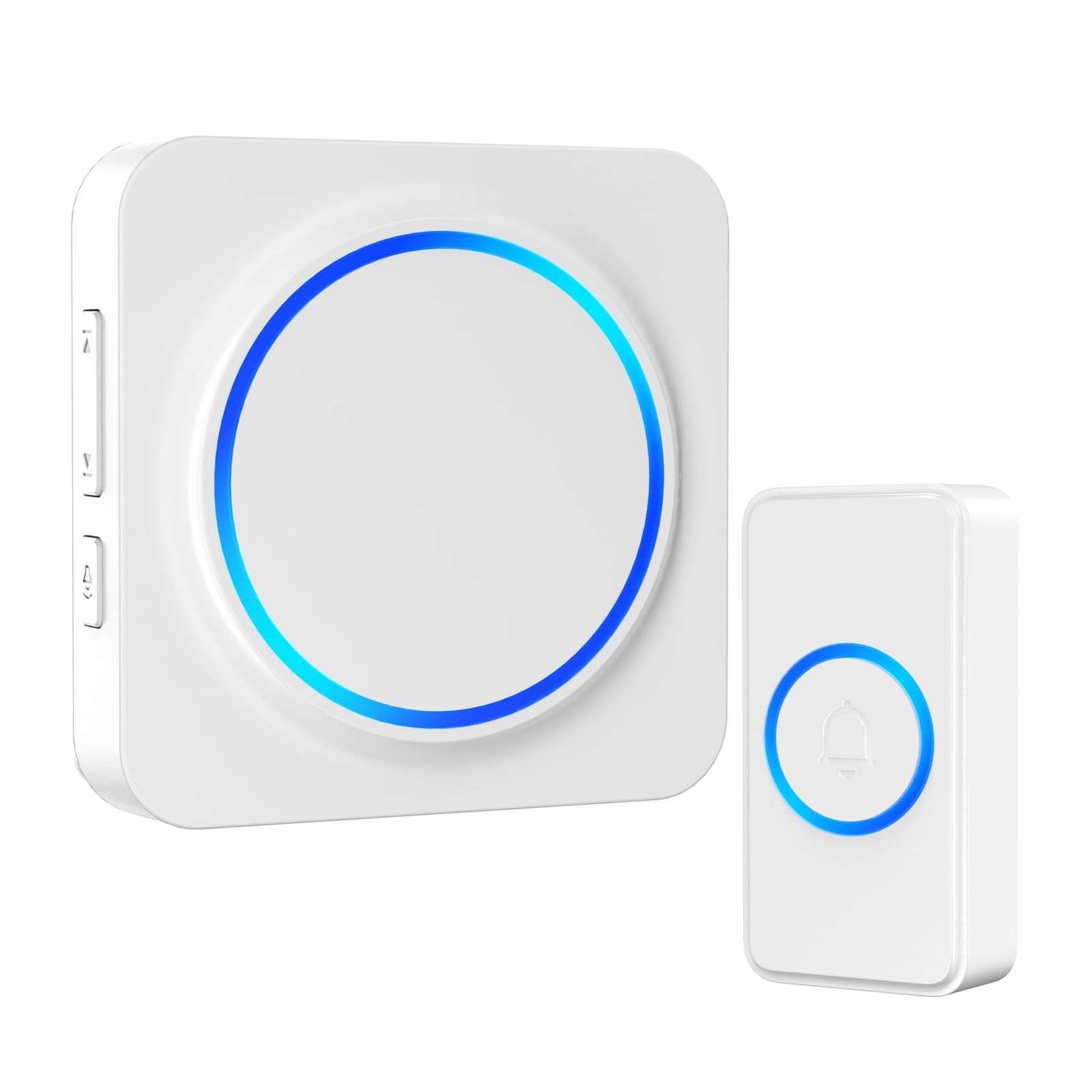 AKSCYZM  Wireless Doorbell Kit with One Button and One Plug in Receiver 1000 Foot Range 32 Chimes 5 Volume Levels Waterproof LED Indicator for