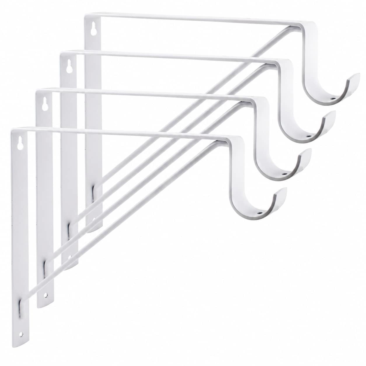 Aoibox  Heavy Duty Steel Closet Shelf and Rod Brackets 10 x 11 in White Powder Coated 4 Pack Supports Up to 150