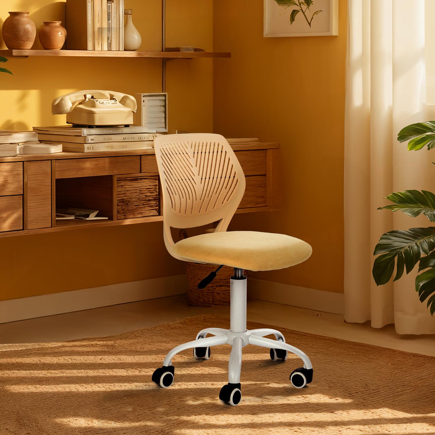 Homy Casa CARNATION YELLOW Carnation Fabric Adjustable Height Ergonomic Office Chair in Buttercup Yellow with Breathable Back Swivel Study Computer Chair