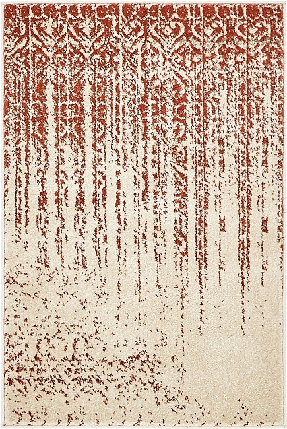 Unique Loom 3136857 Jennifer Del Mar 2 x 3 (ft) Loomed Polypropylene Red/Ivory Rectangular Indoor Stripe Industrial Area rug