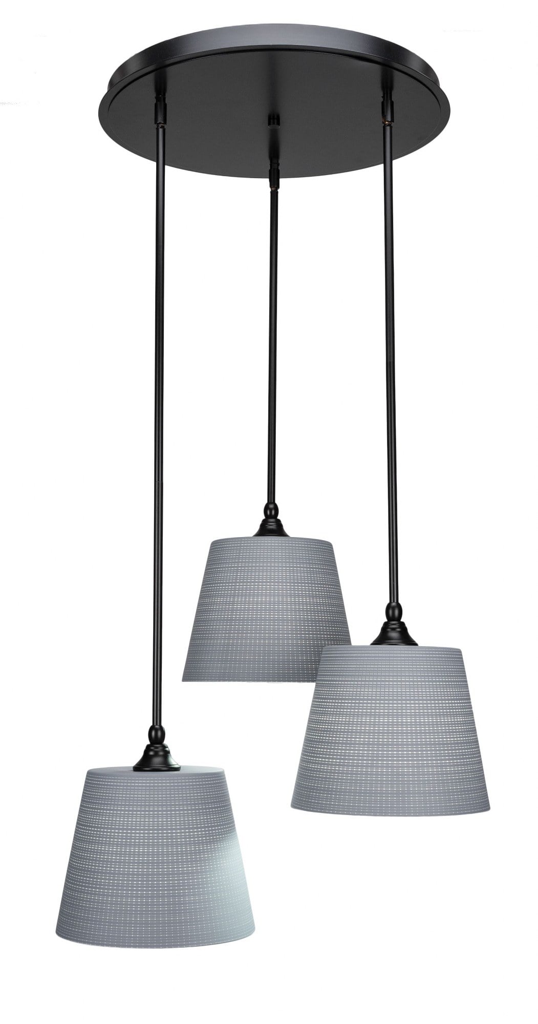 Toltec Empire 3 - Light Matte Black / Black With 10 Inch Gray Matrix Shade Steel Pendant Light