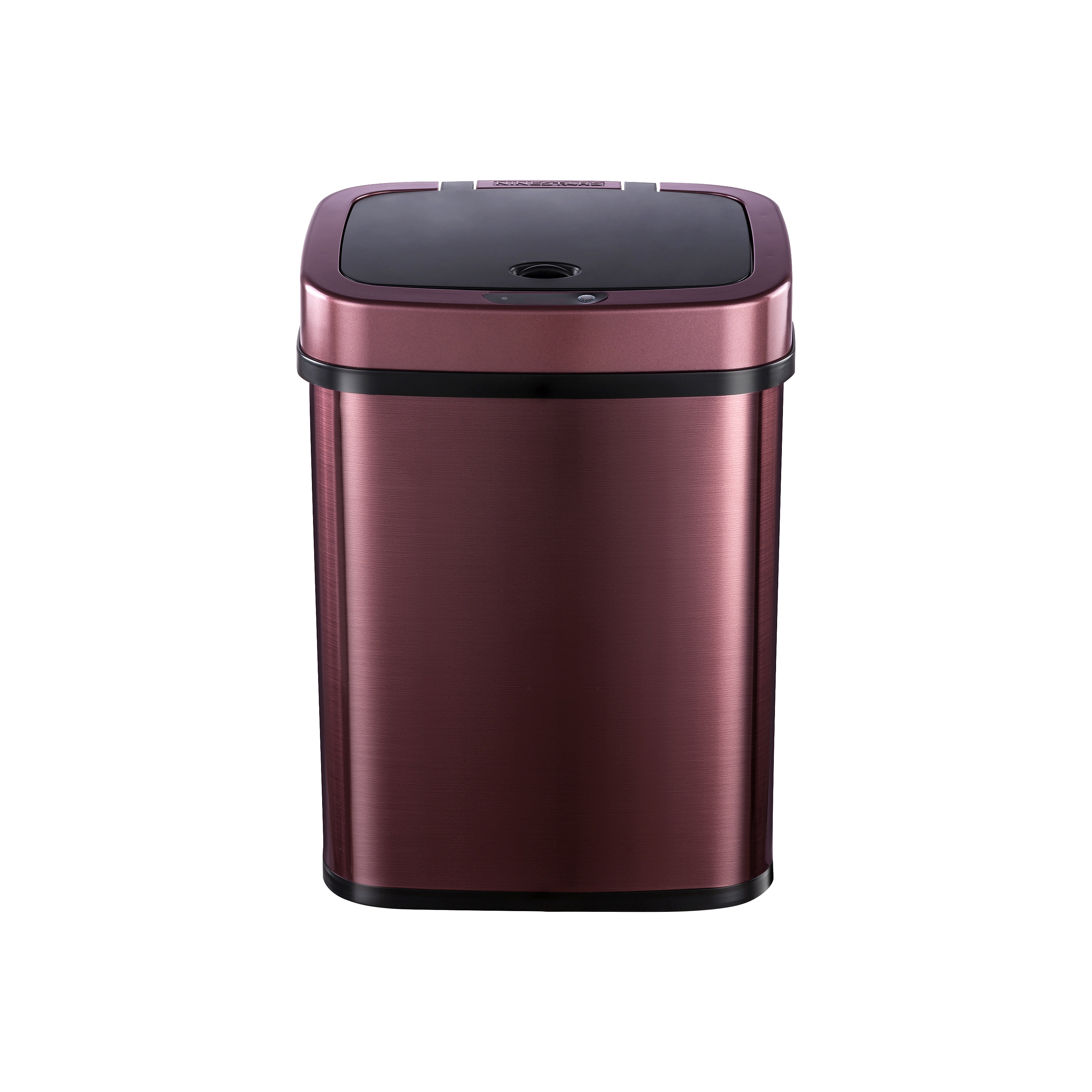 NINESTARS DZT-12-5BURG 12 Liter Burgundy/Black Steel Indoor/Outdoor Kitchen Hinged Lid Trash Can