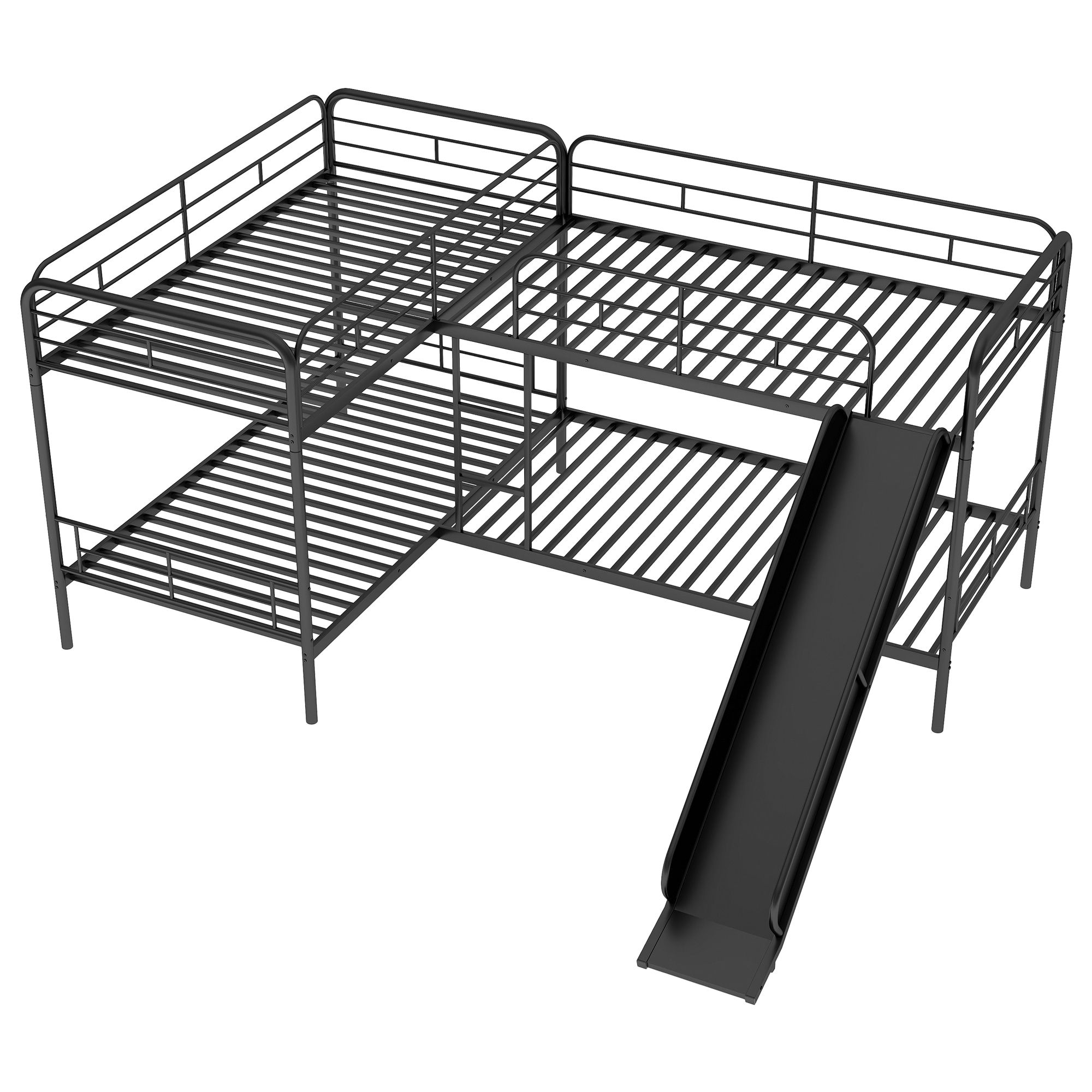 Qualler BK00615B Black L-bunk Bunk Bed