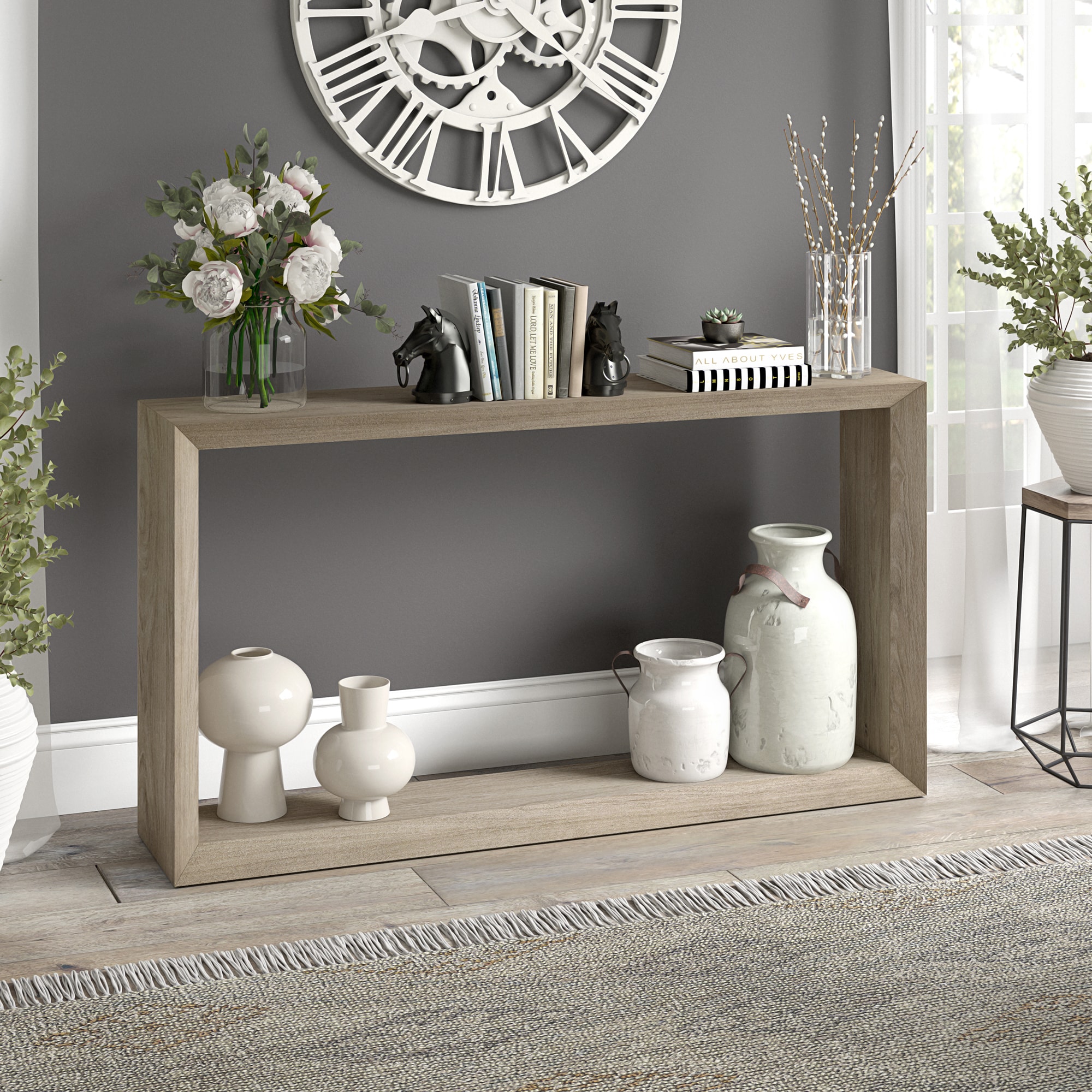 Hailey Home AT1945 Osmond Farmhouse Alder White Console table