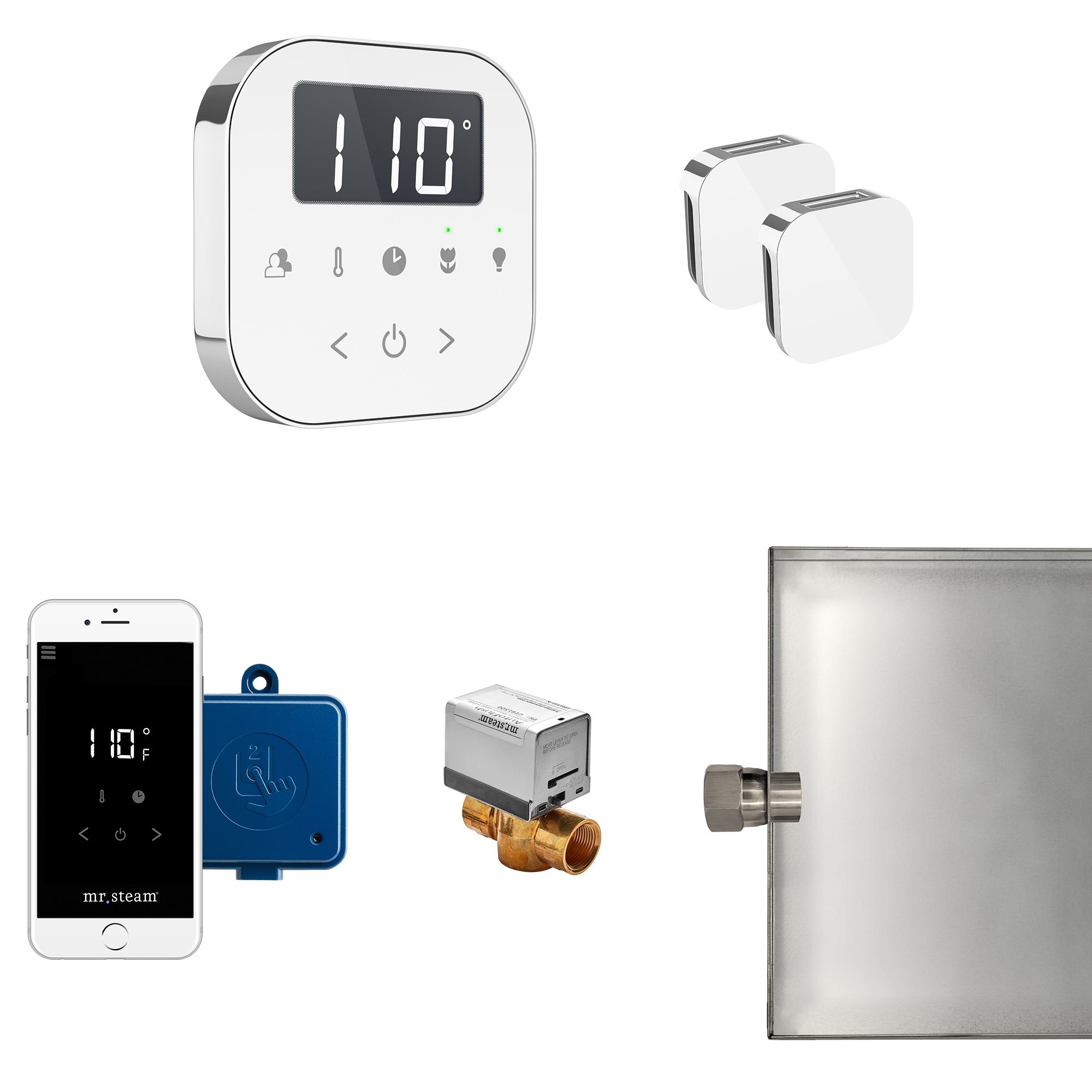 Mr. Steam ABUTLERXW-PC 120-Watt White Polished Chrome Steam generator control kit
