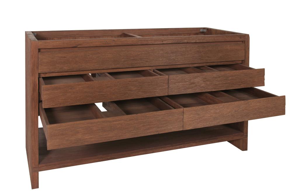 Refined Teak 60" Freestanding Double Vanity Cabinet in Brown Reclaimed Wood
