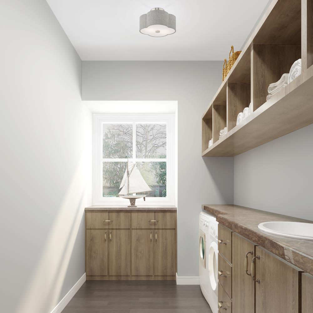 Kalmar Clover-Shaped Gray Drum Shade Ceiling Mount in Brushed Nickel