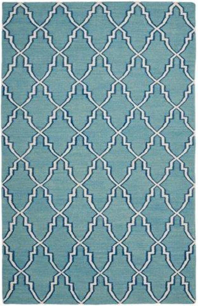 Safavieh DHU564B-6 Dhurries Redivy 6 x 9 (ft) Wool Light Blue/Ivory Rectangular Indoor Trellis Southwestern Area rug