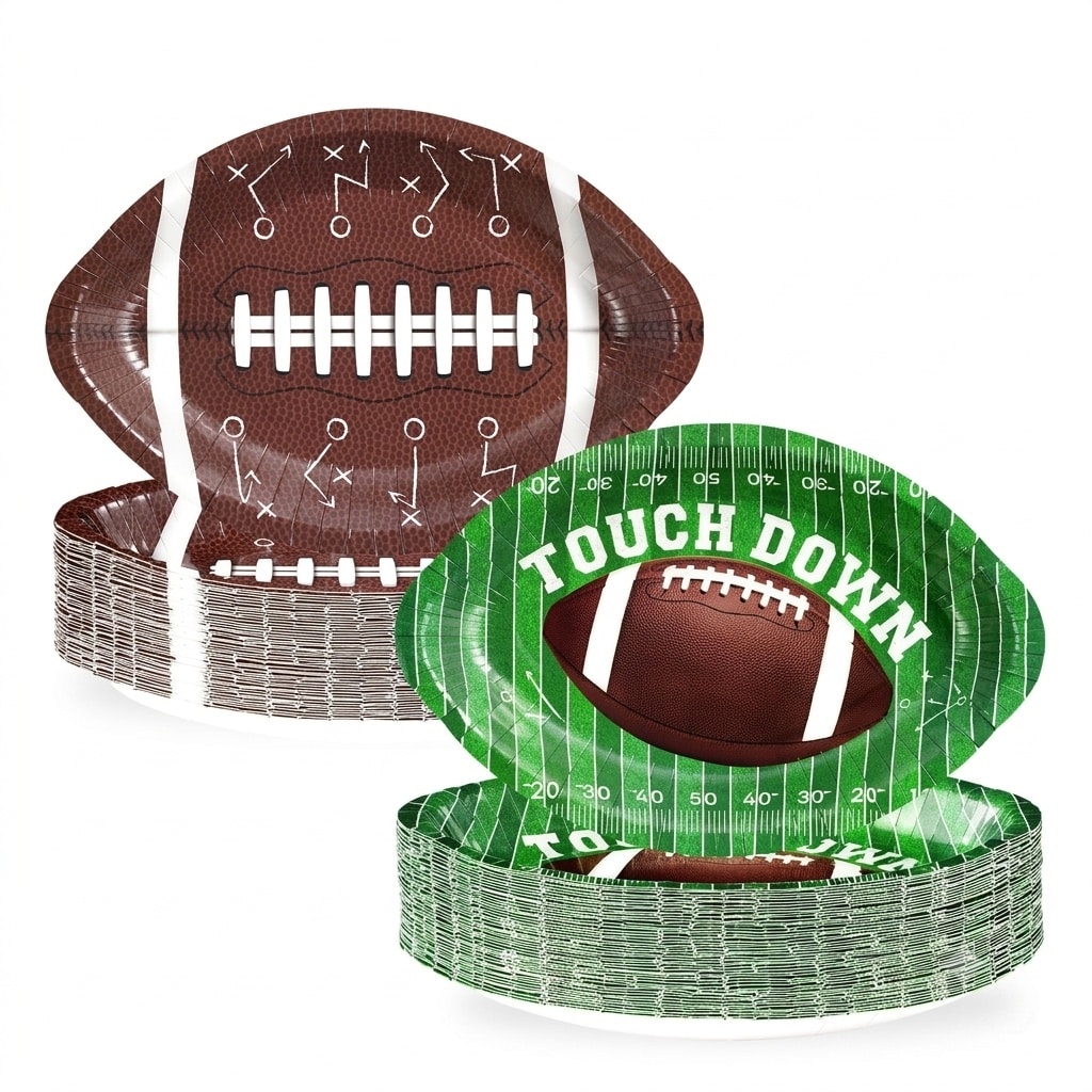 Aoibox  100 Pack Football Theme Disposable Paper Plates 12 6 in x 8 8 in Heavy Duty Gameday Tailgate Party